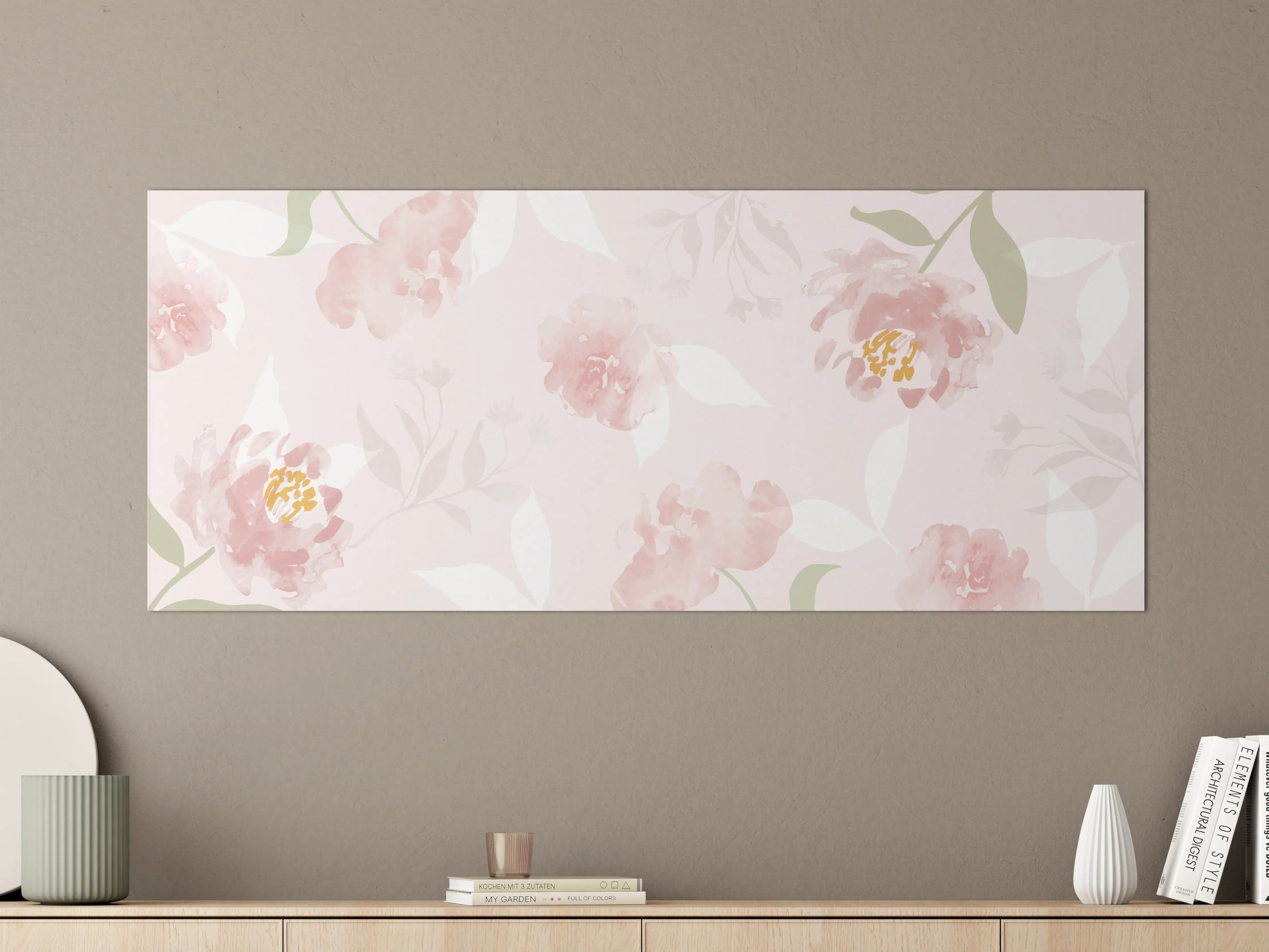 Große Wandbilder - Sanftes Rosa Blumenmuster Design