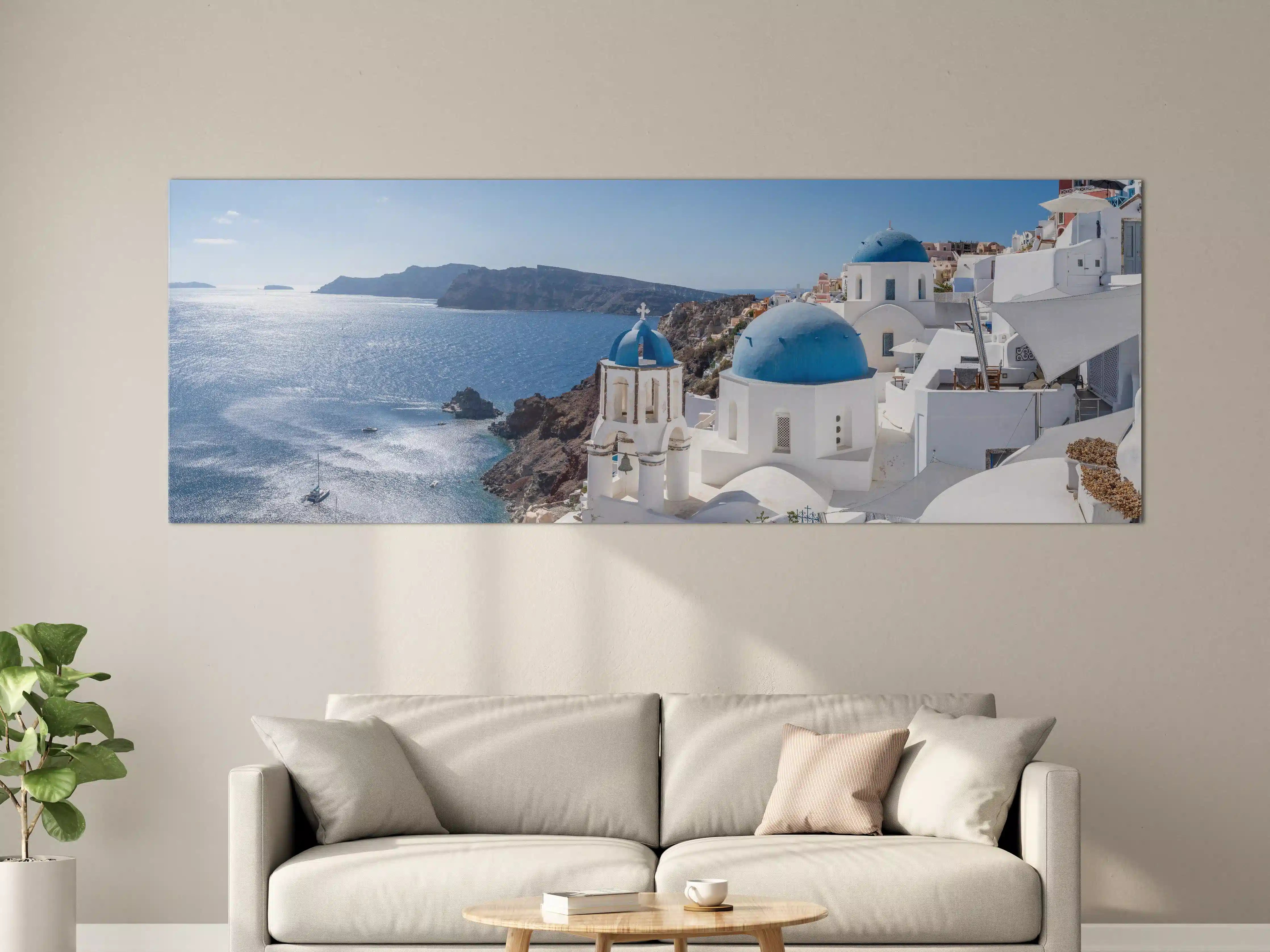 Große Wandbilder - Santorini Blau-Weiß Skyline