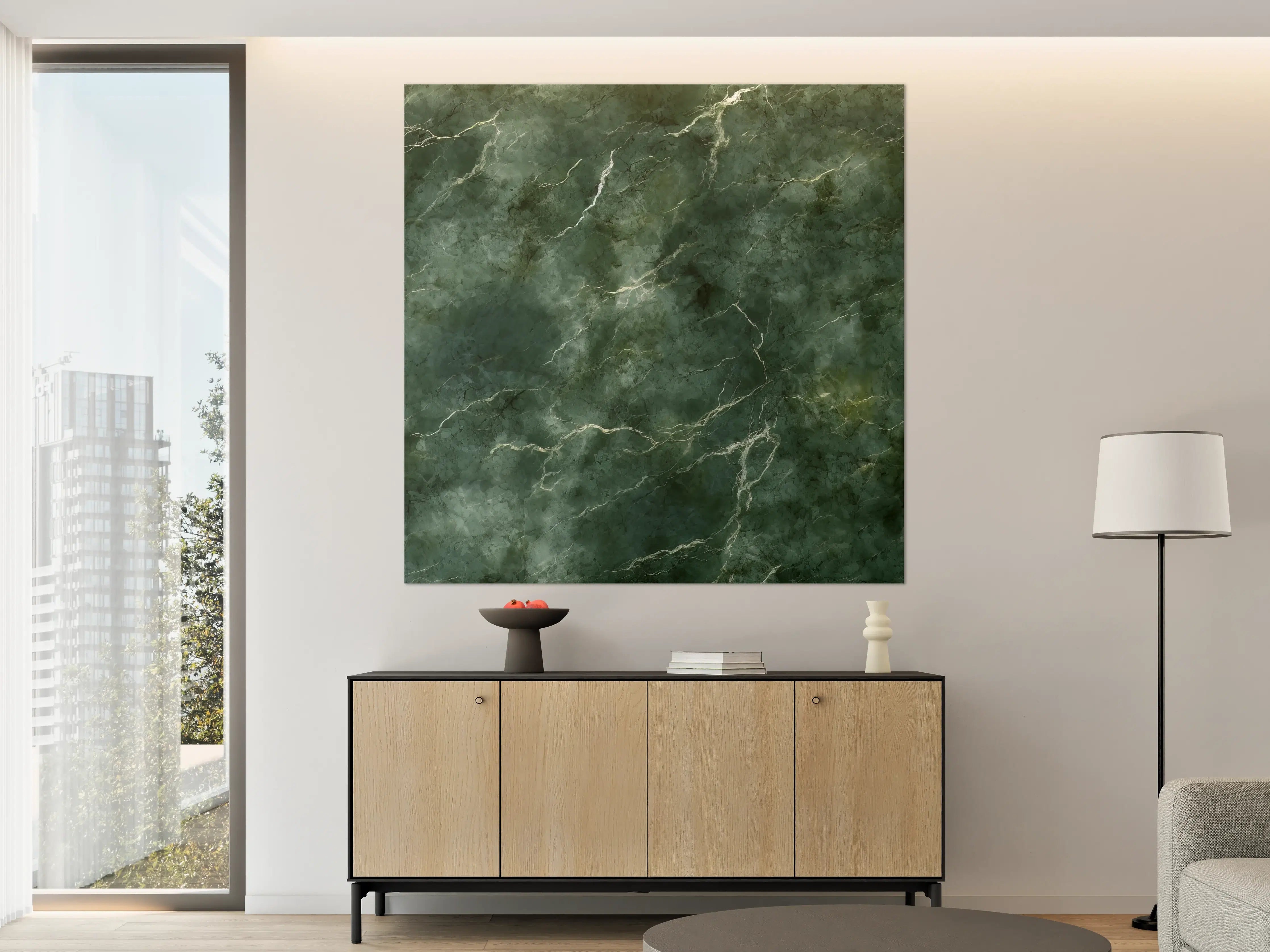 Große Wandbilder - Schimmernde Grauwelle mit Marmor-Details