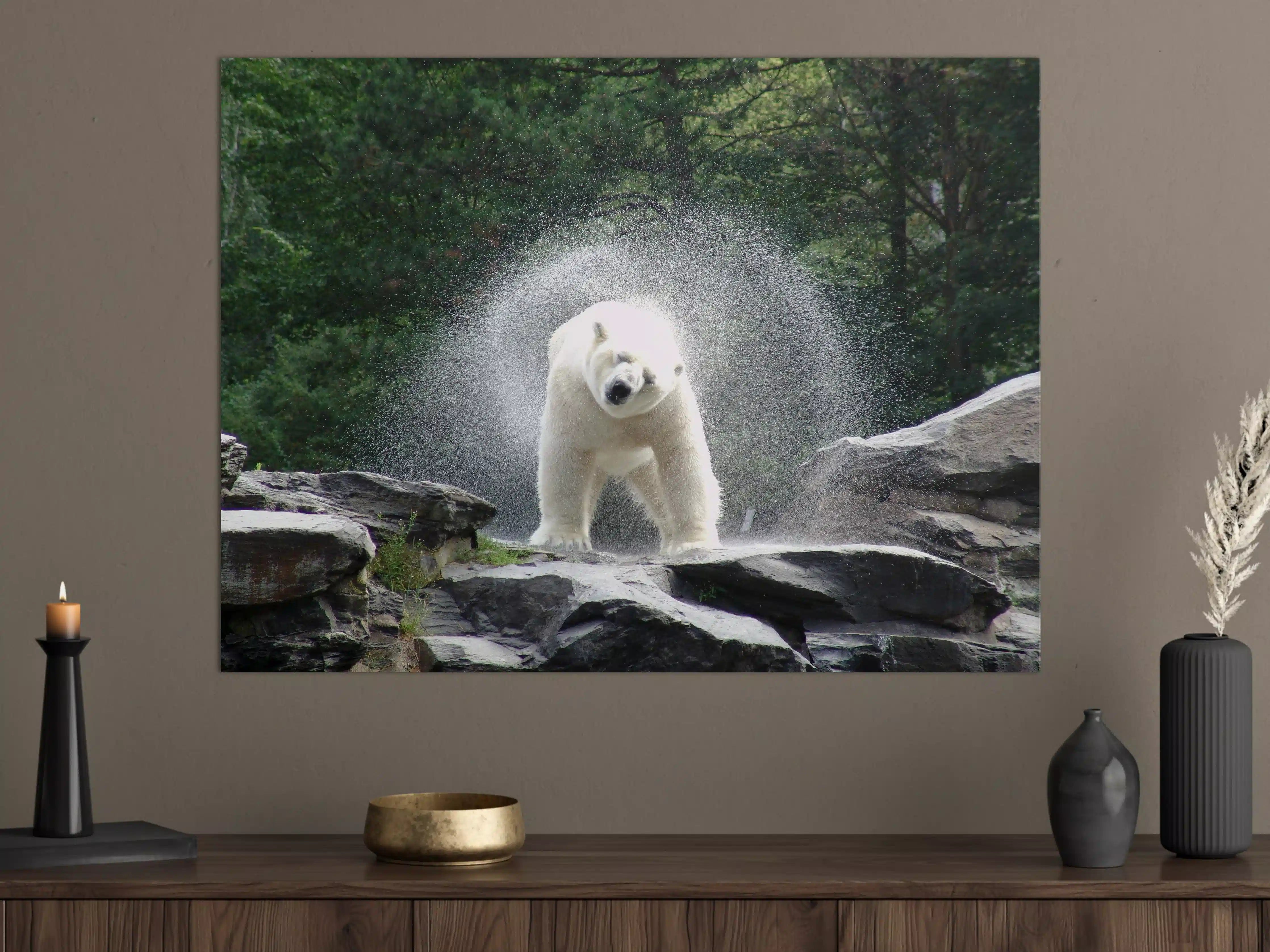 Große Wandbilder - Schlafender Bär im Wasserfall-Spektakel