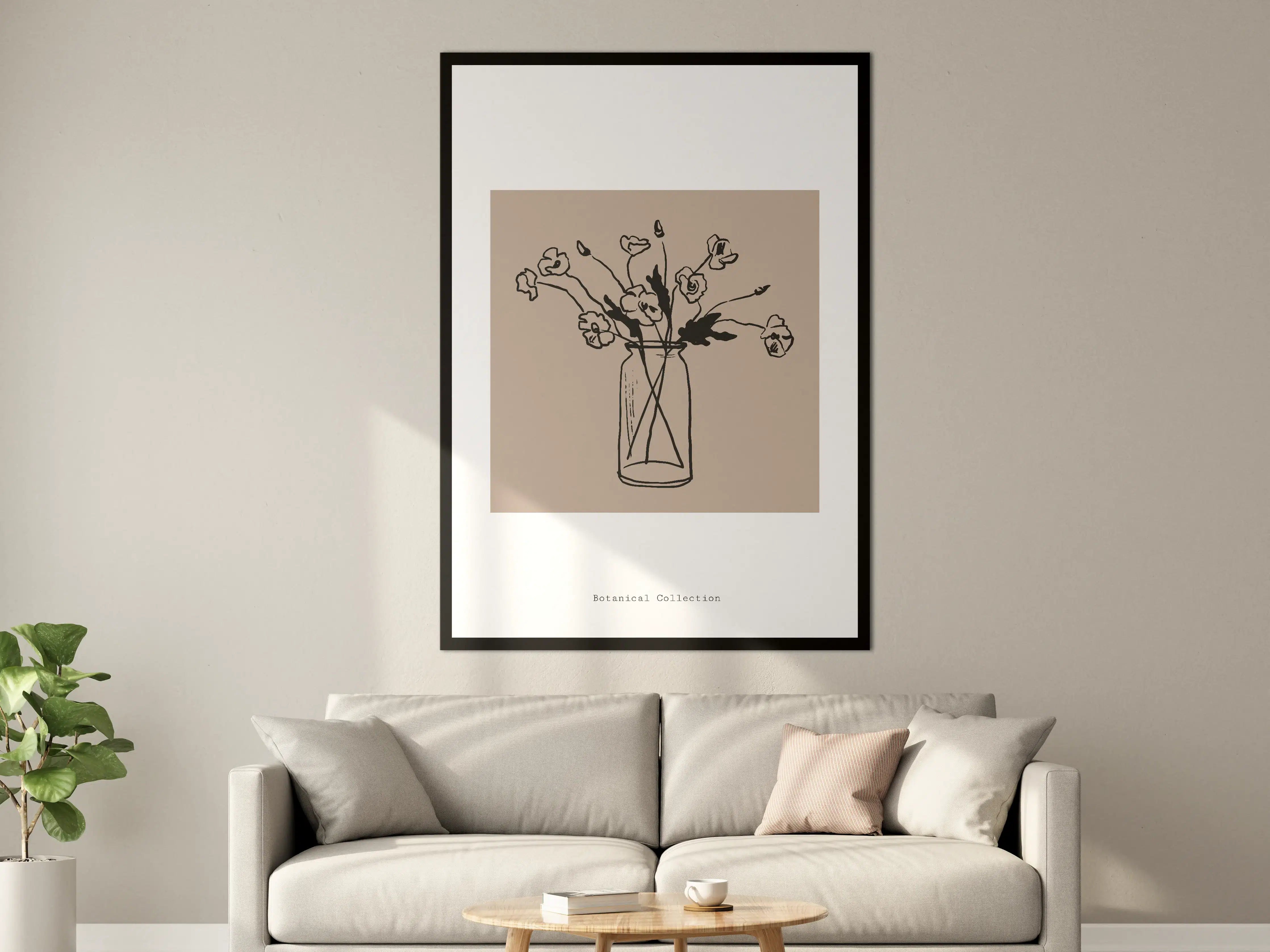Große Wandbilder - Schlichte Blumen in Grau-Vase