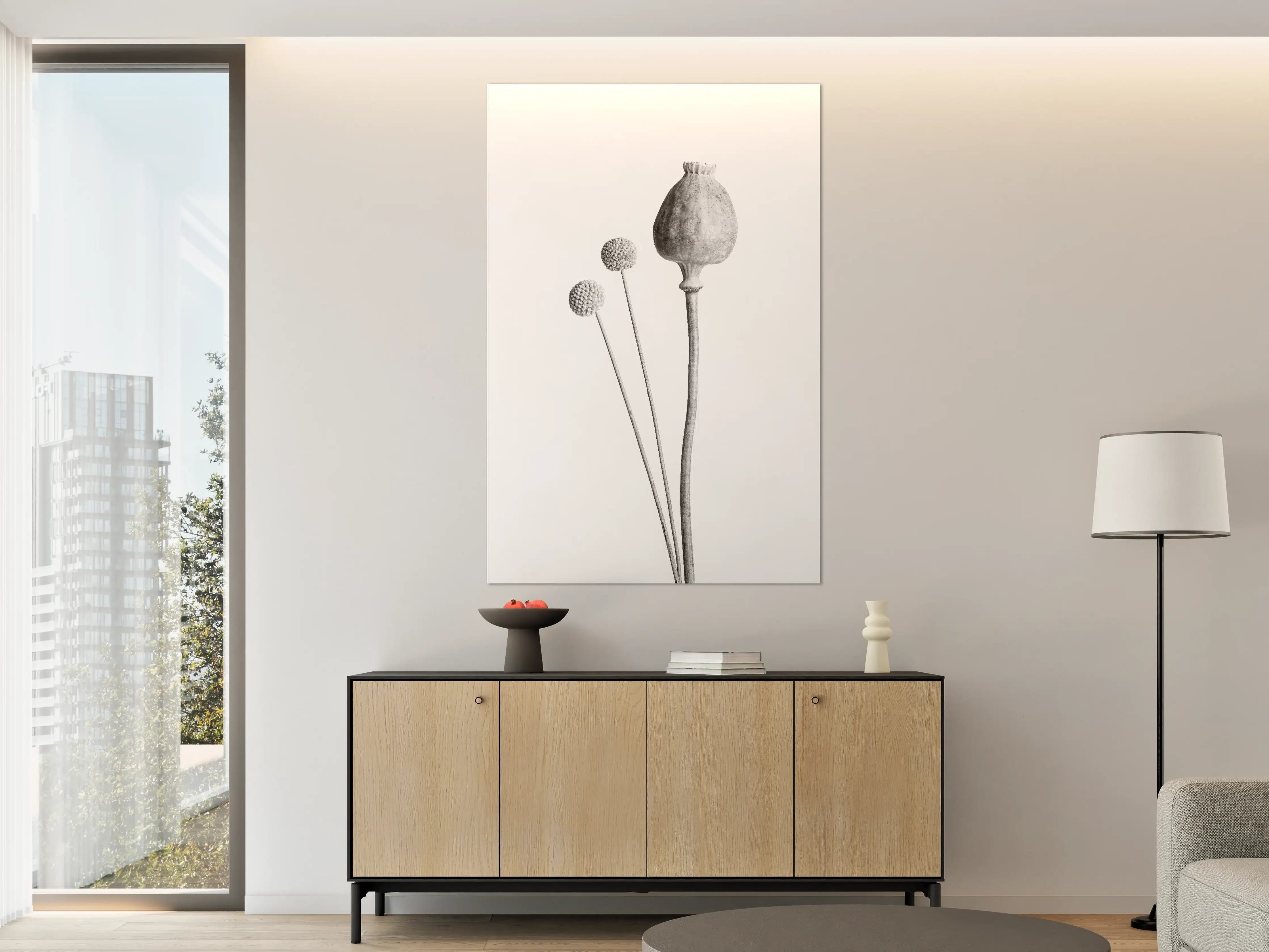 Große Wandbilder - Schlichte Blumenstudie in Schwarz-Weiß