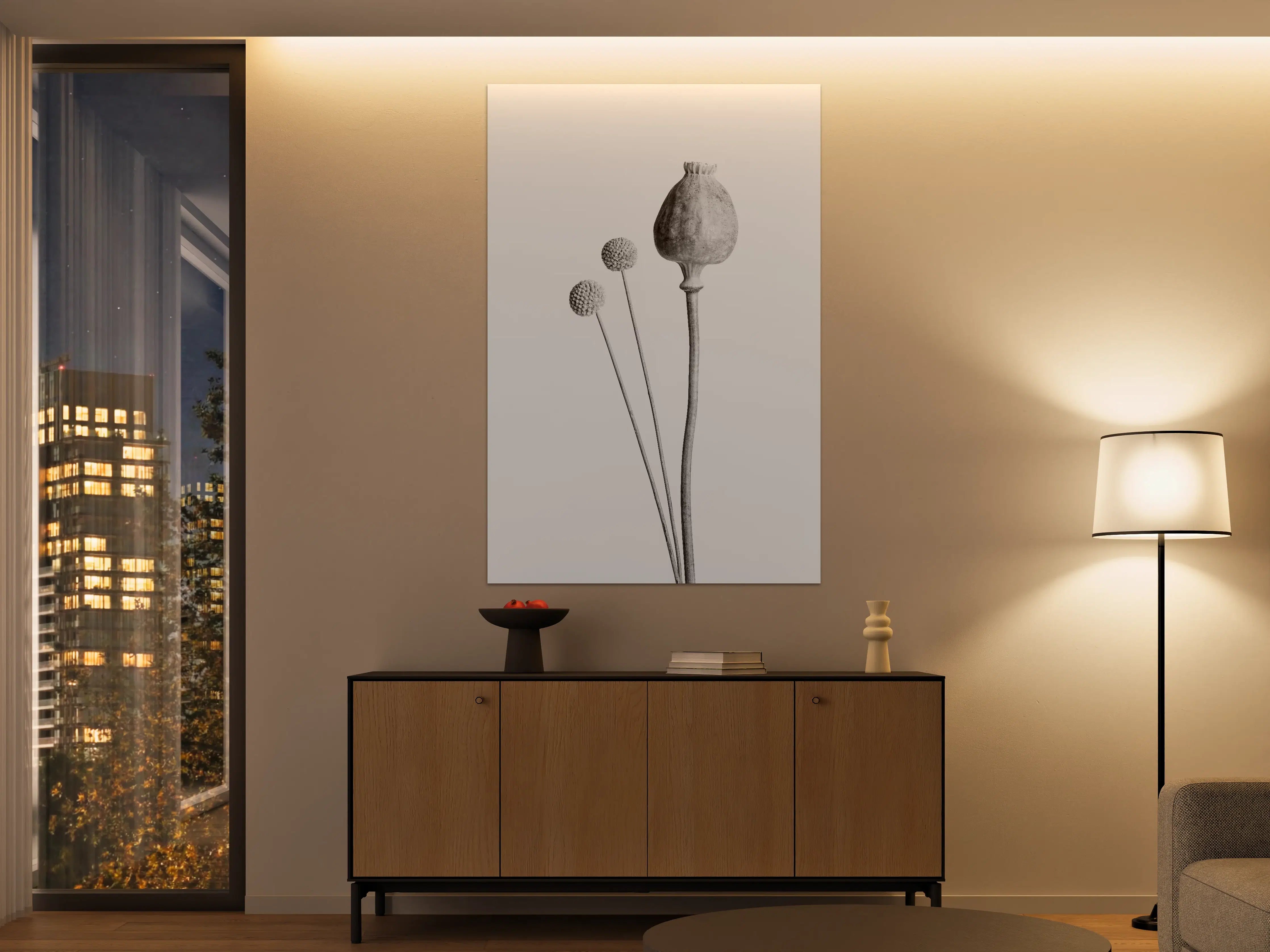 Große Wandbilder - Schlichte Blumenstudie in Schwarz-Weiß