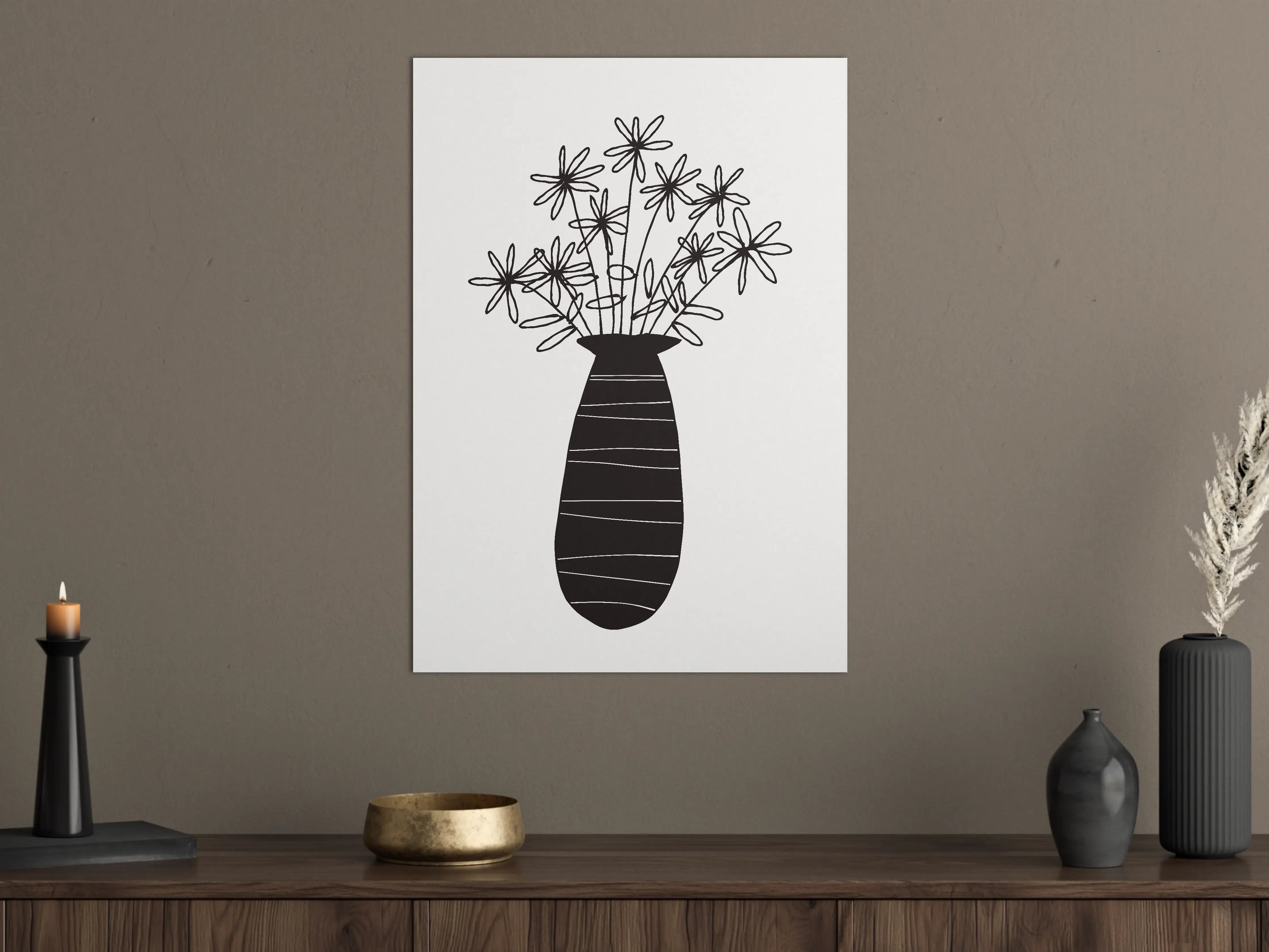 Große Wandbilder - Schlichte Blumentopfzeichnung