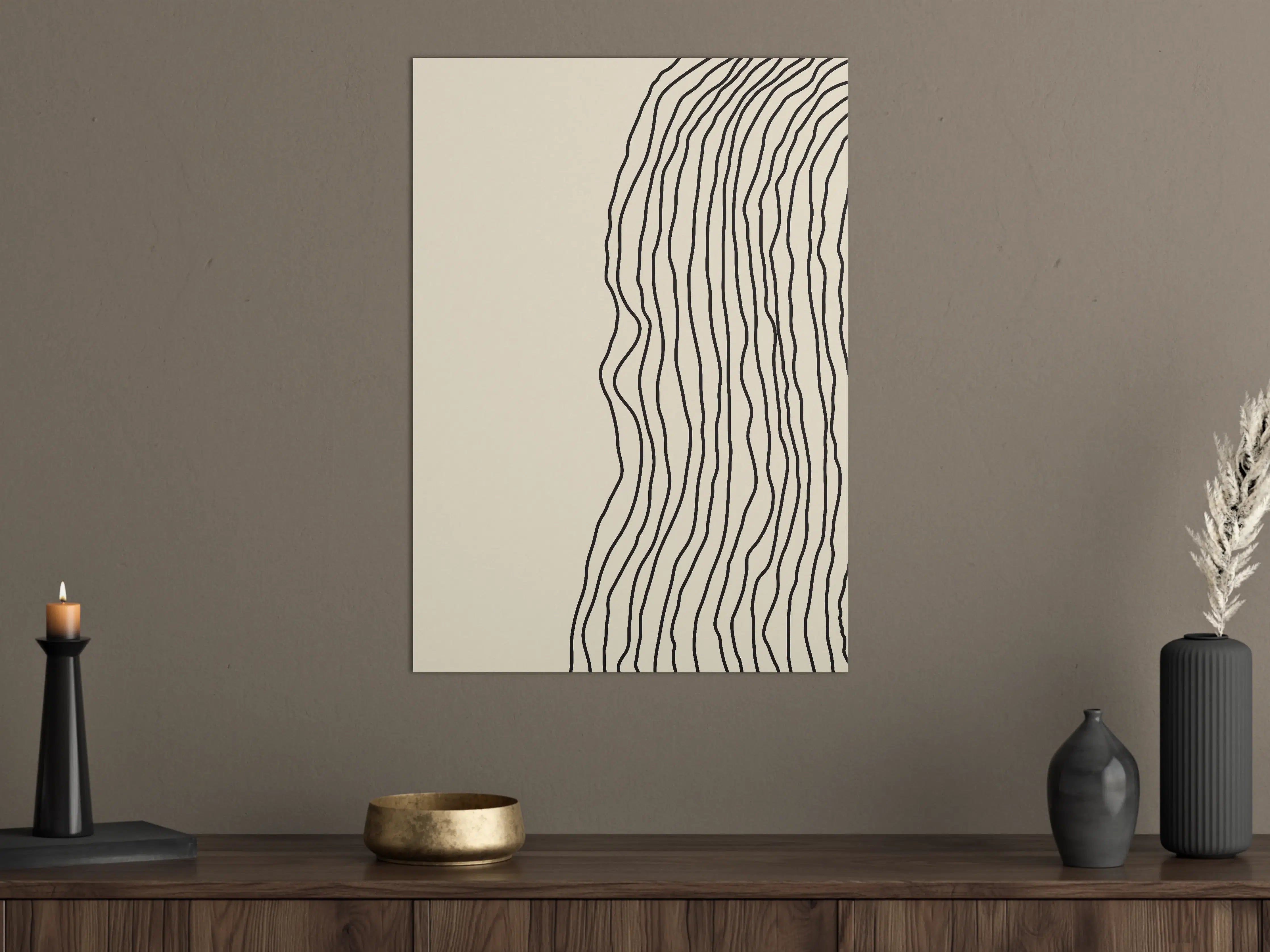 Große Wandbilder - Schlichte lineare Kunst mit neutralen Tönen