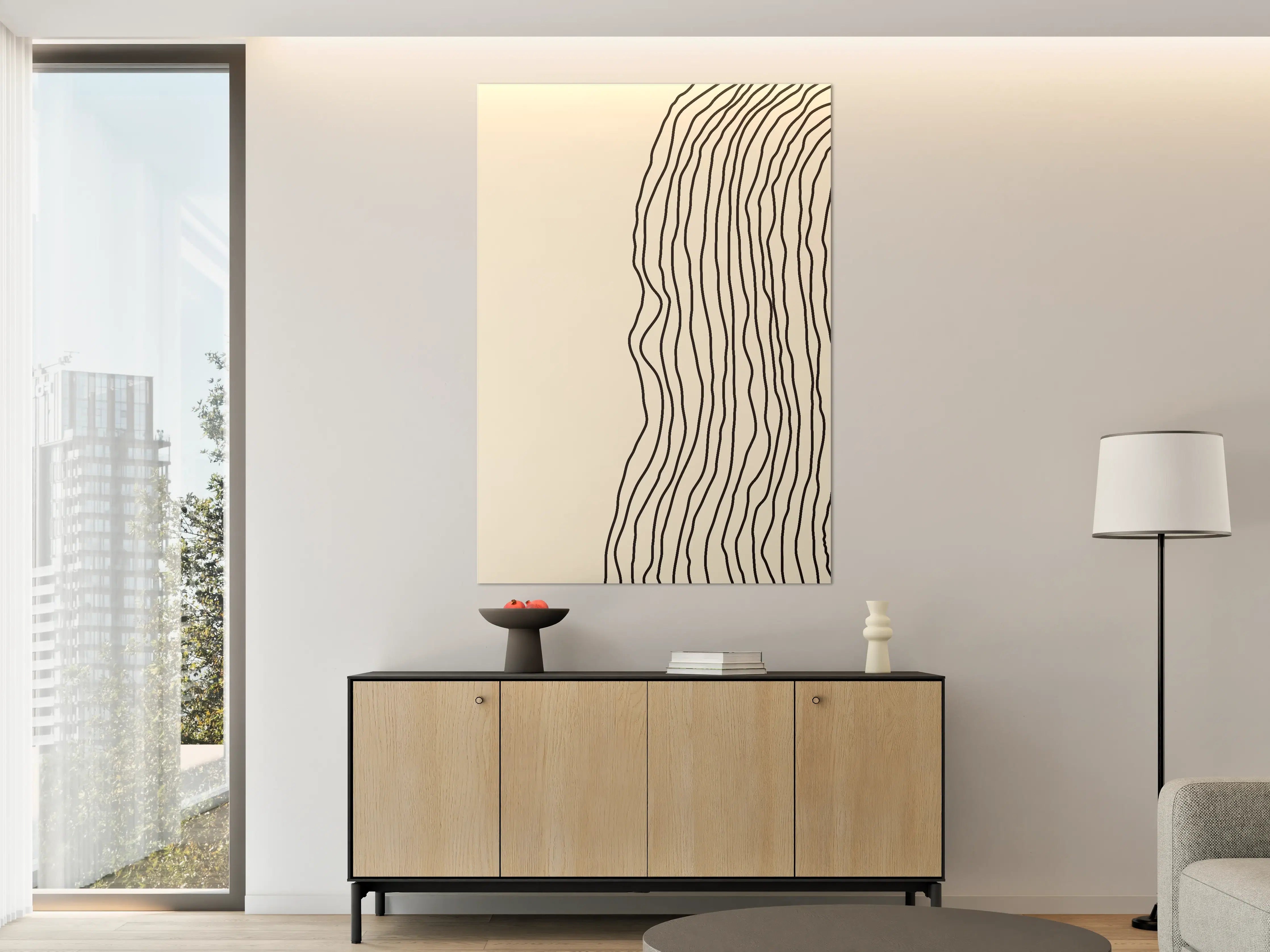 Große Wandbilder - Schlichte lineare Kunst mit neutralen Tönen