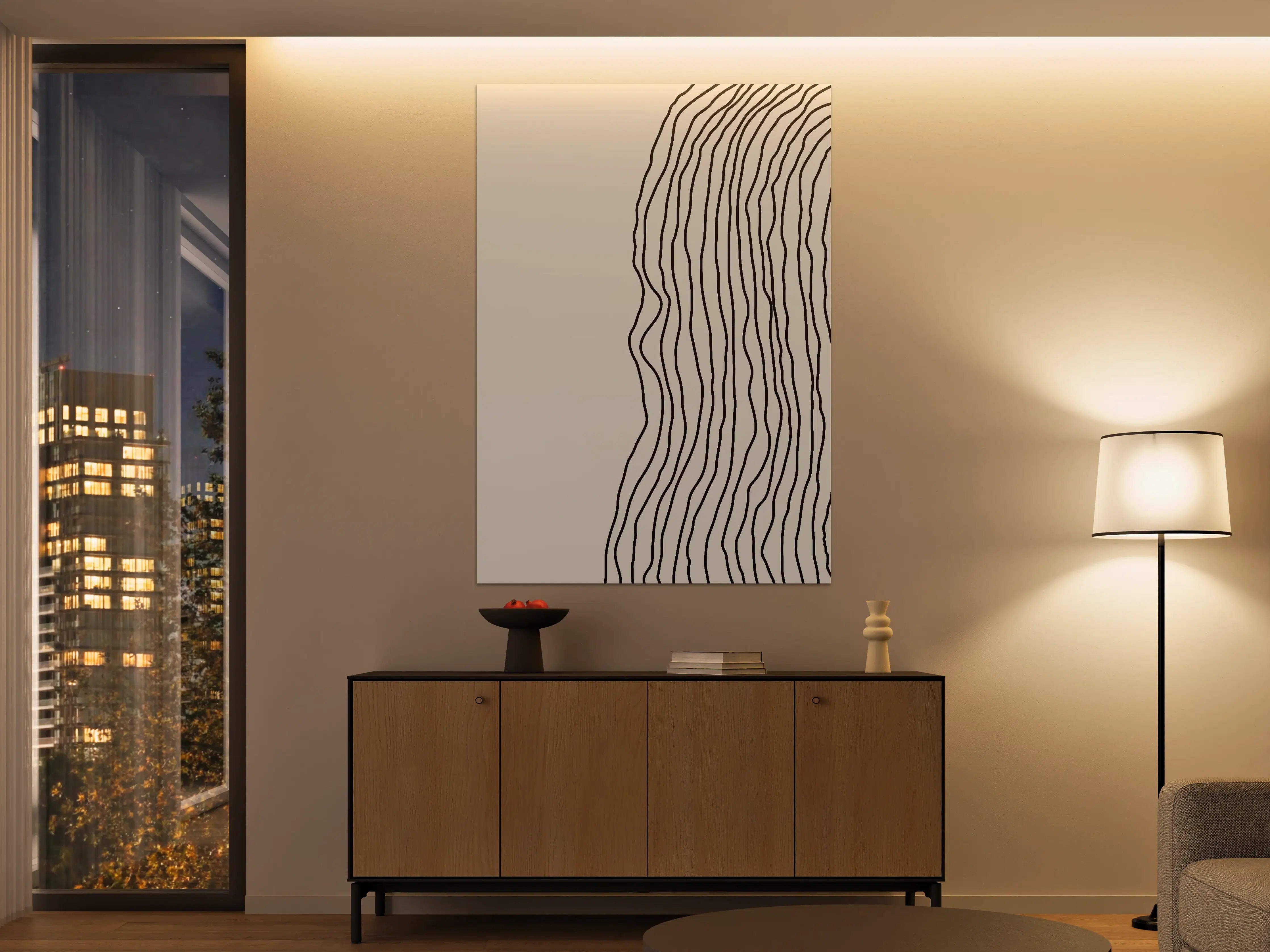 Große Wandbilder - Schlichte lineare Kunst mit neutralen Tönen