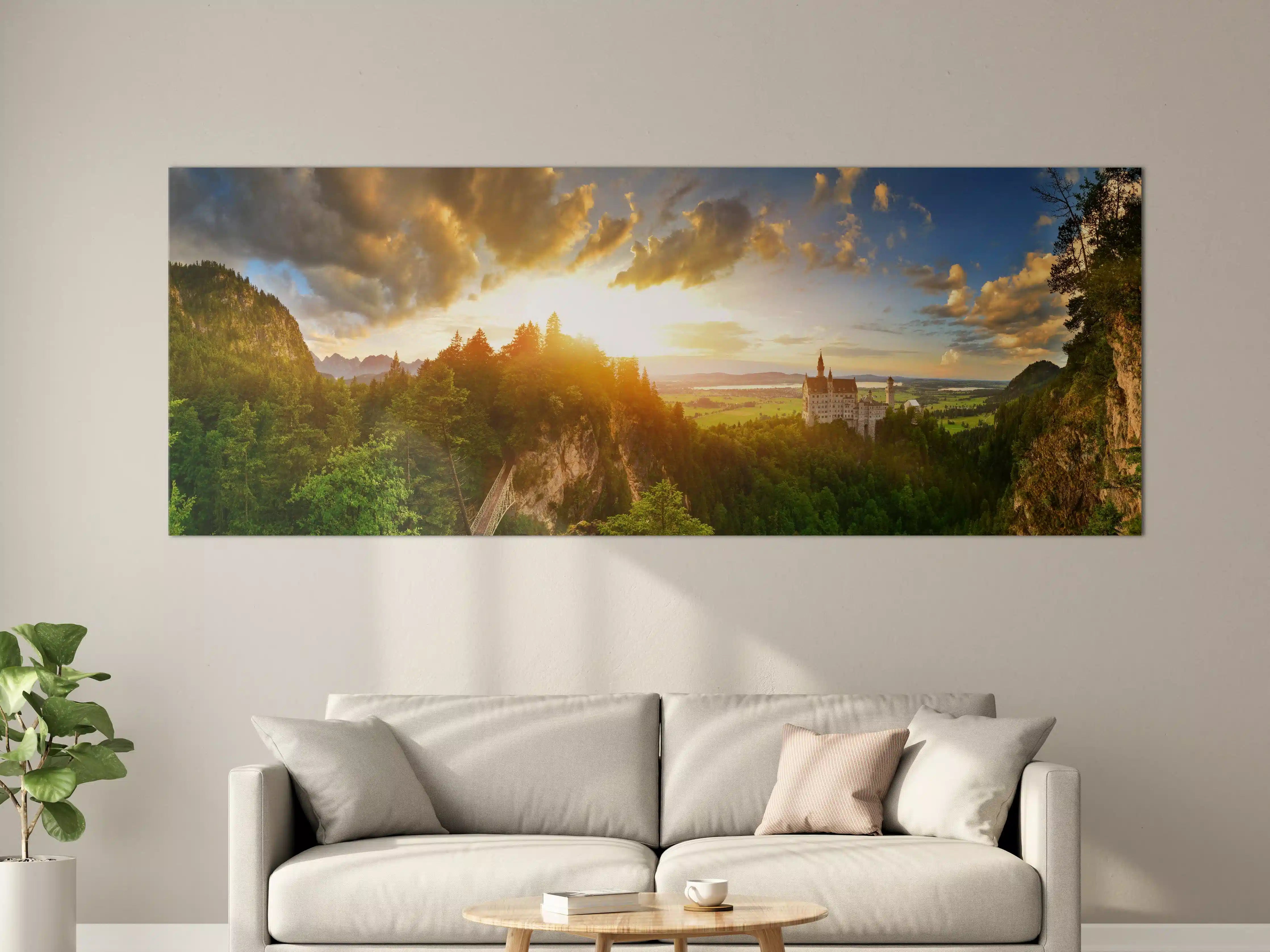 Große Wandbilder - Schloss Neuschwanstein bei Sonnenuntergang