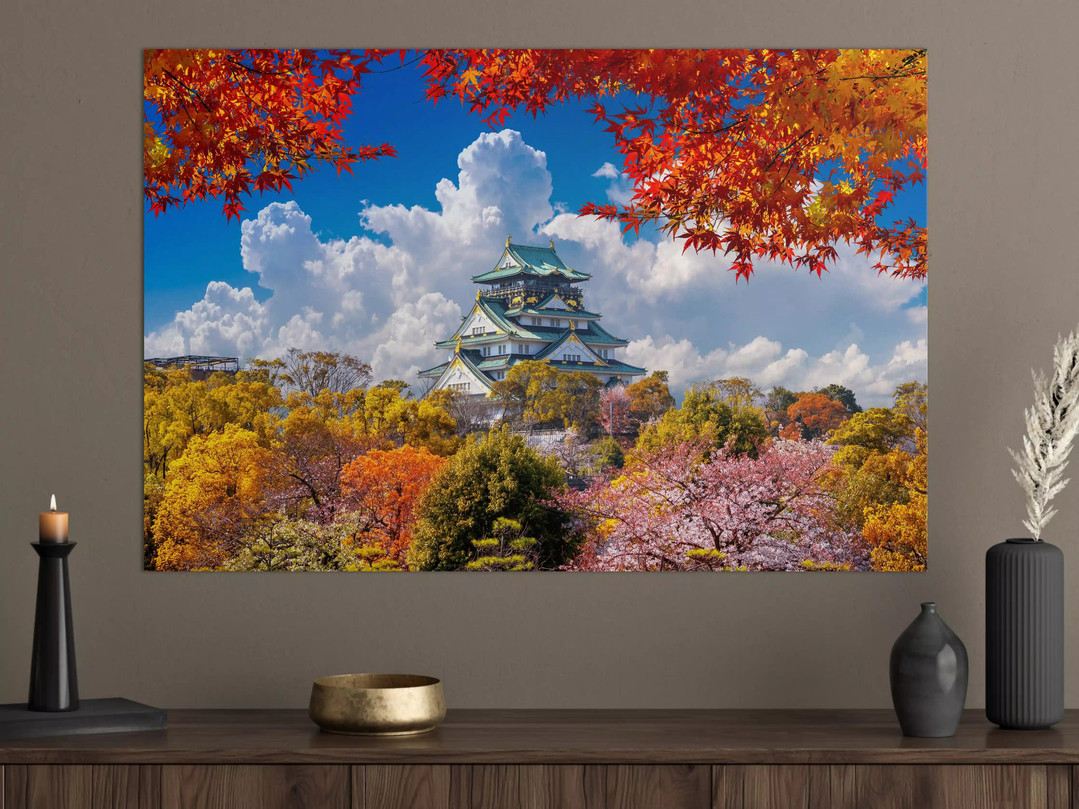 Große Wandbilder - Schloss Osaka im Herbst