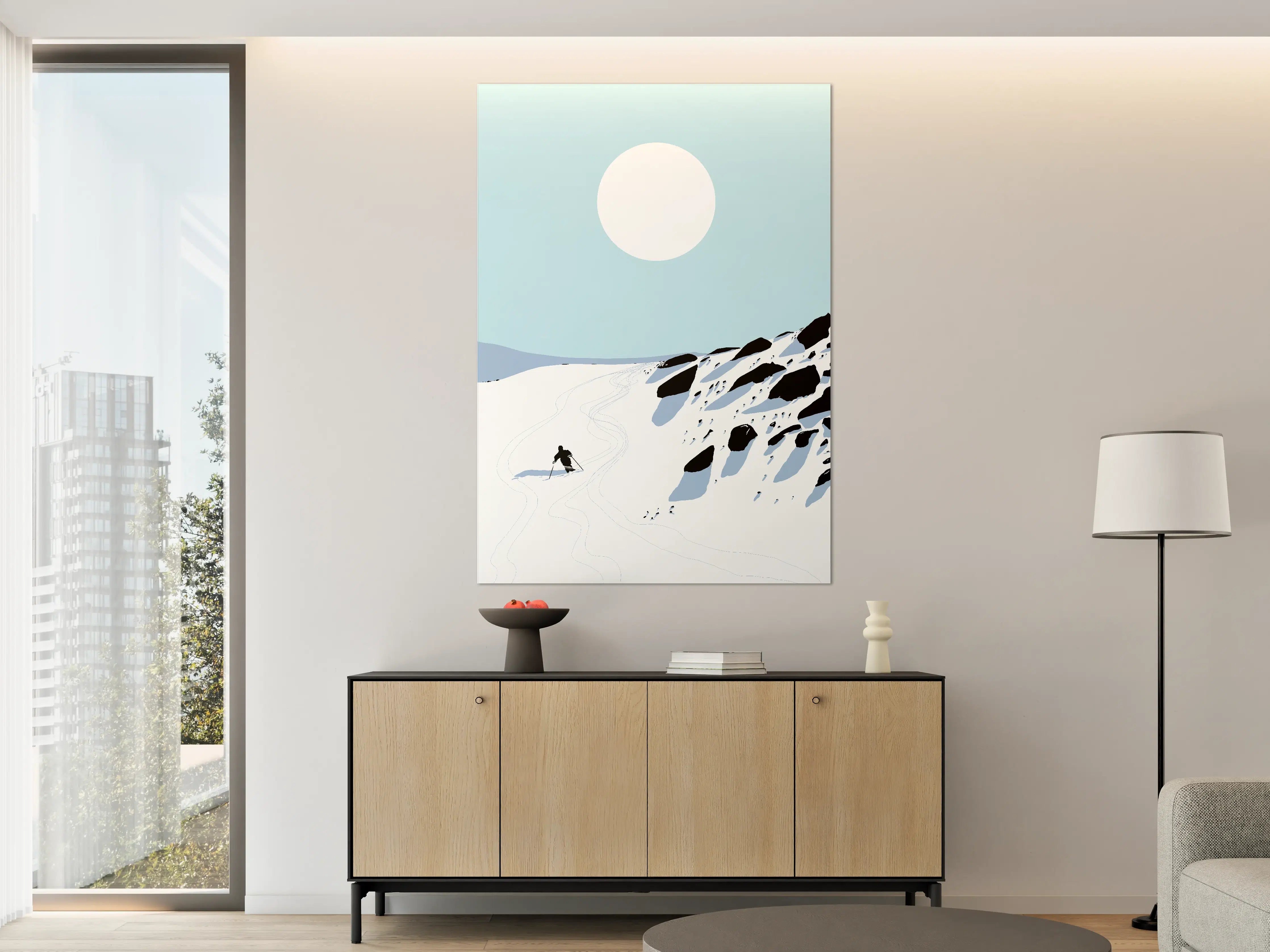 Große Wandbilder - Schneeschuhwanderung unter hellem Himmel