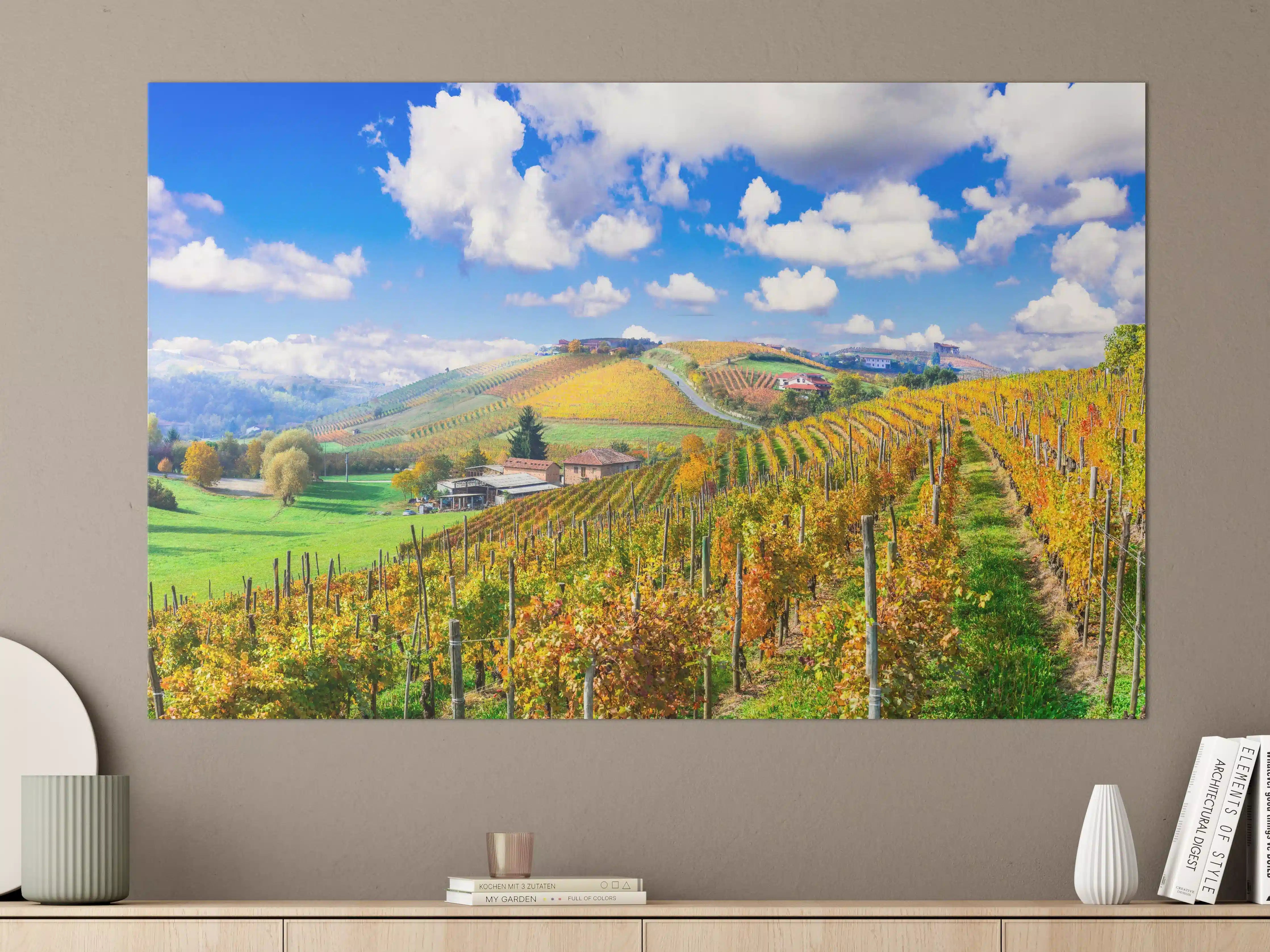 Große Wandbilder - Schöne Herbstlandschaft mit Weinbergen - Toskana