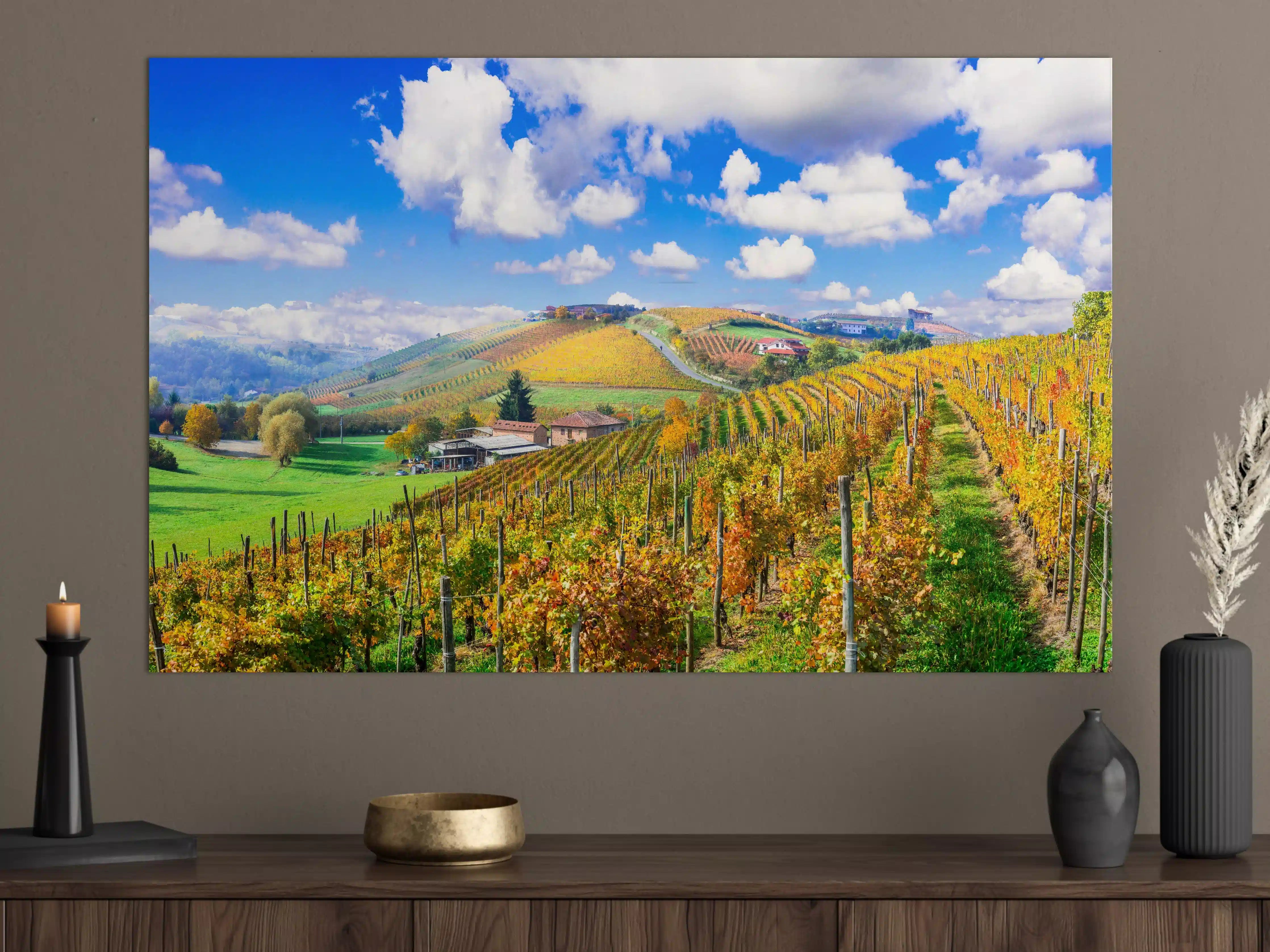 Große Wandbilder - Schöne Herbstlandschaft mit Weinbergen - Toskana