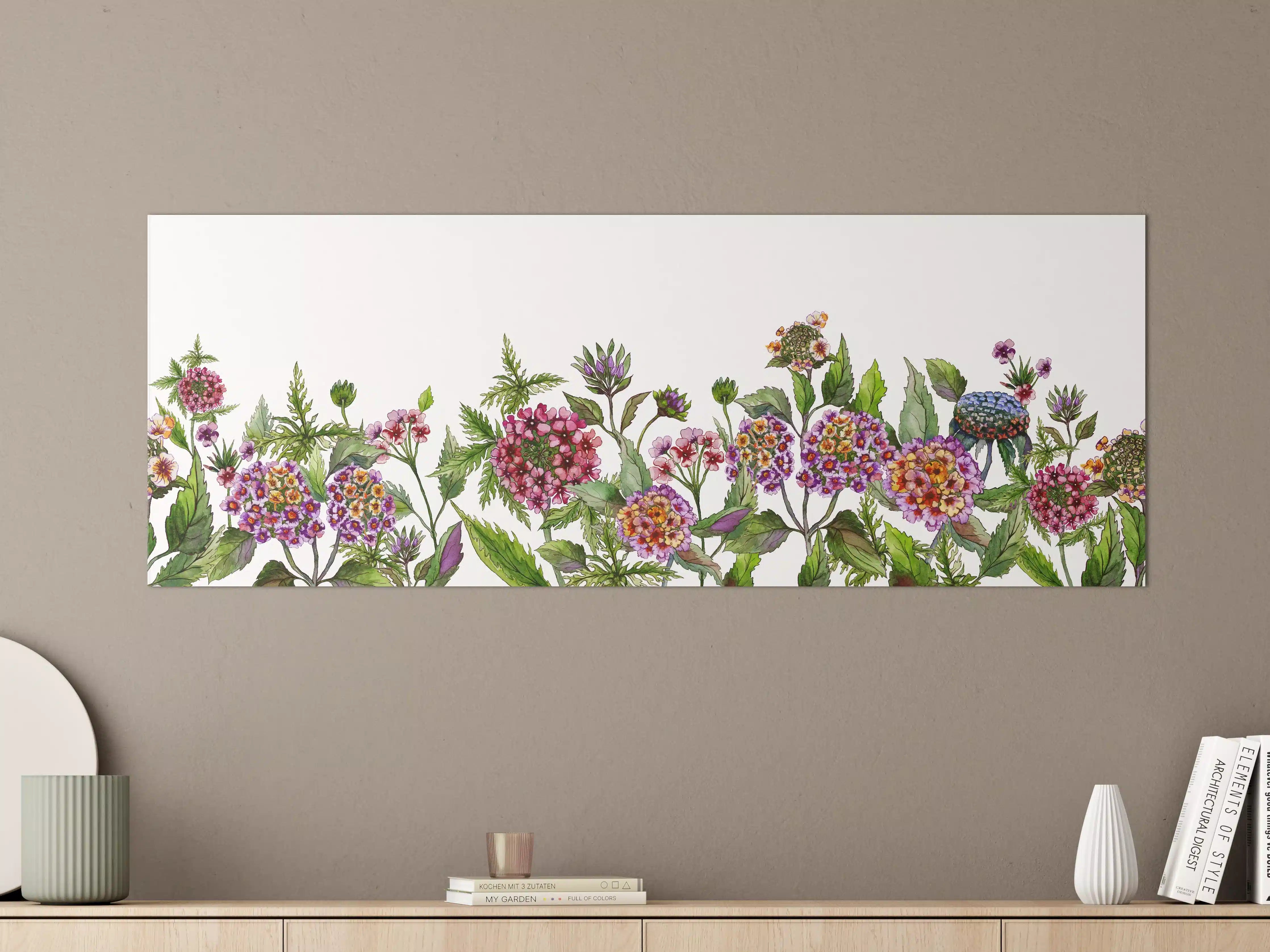 Große Wandbilder - Schöne Lantana-Blüten mit grünem Blätter