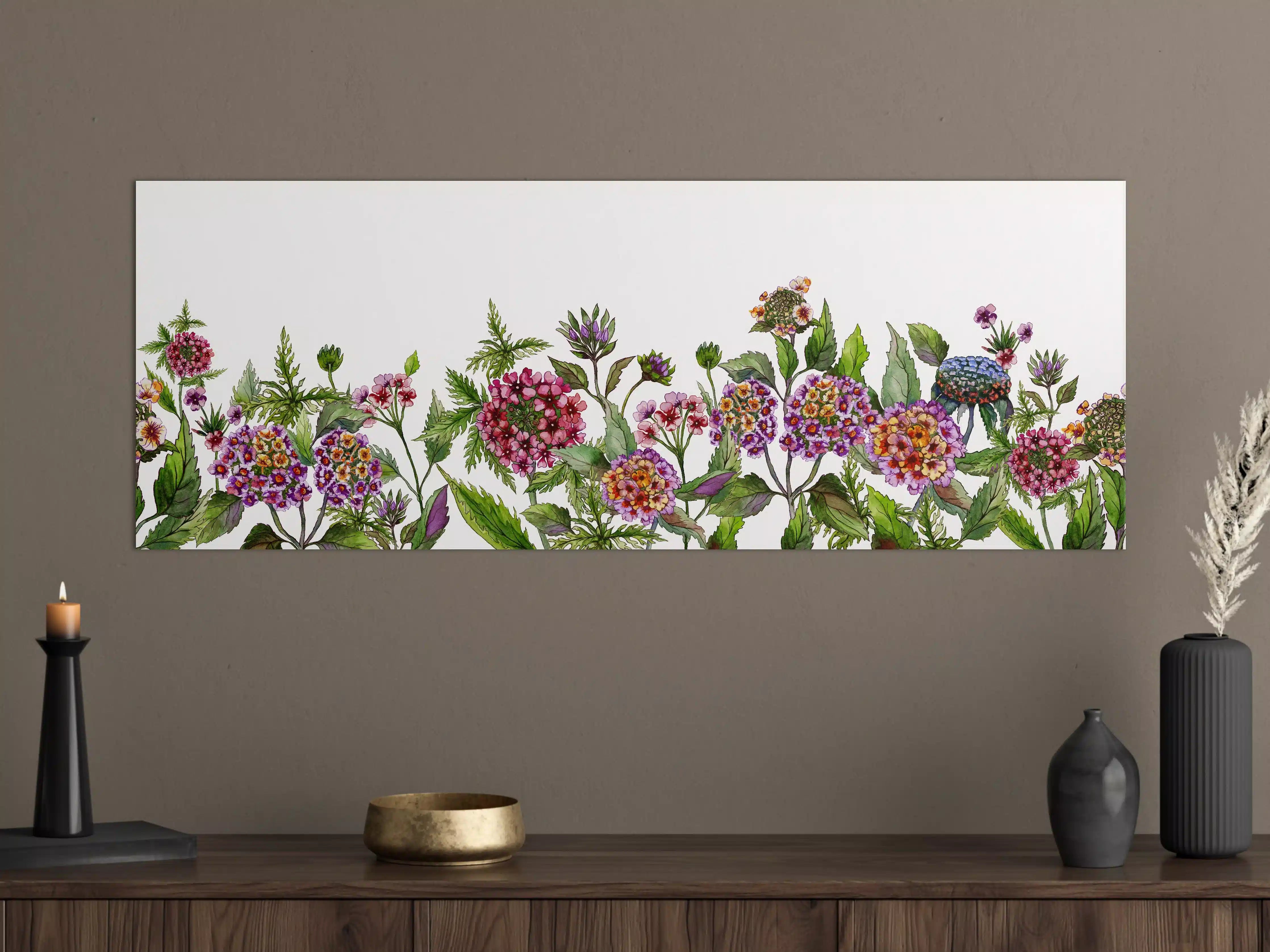 Große Wandbilder - Schöne Lantana-Blüten mit grünem Blätter