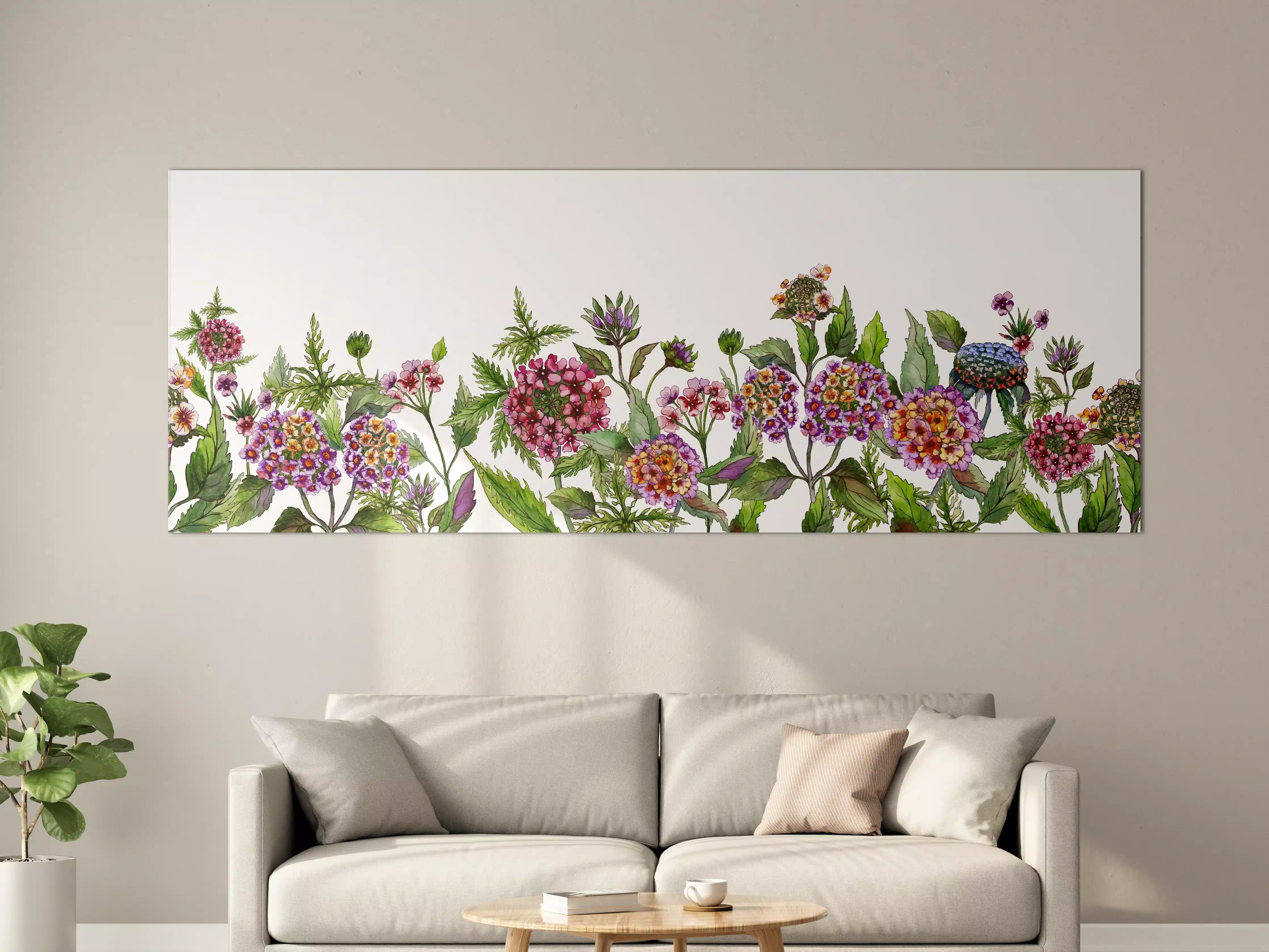 Große Wandbilder - Schöne Lantana-Blüten mit grünem Blätter
