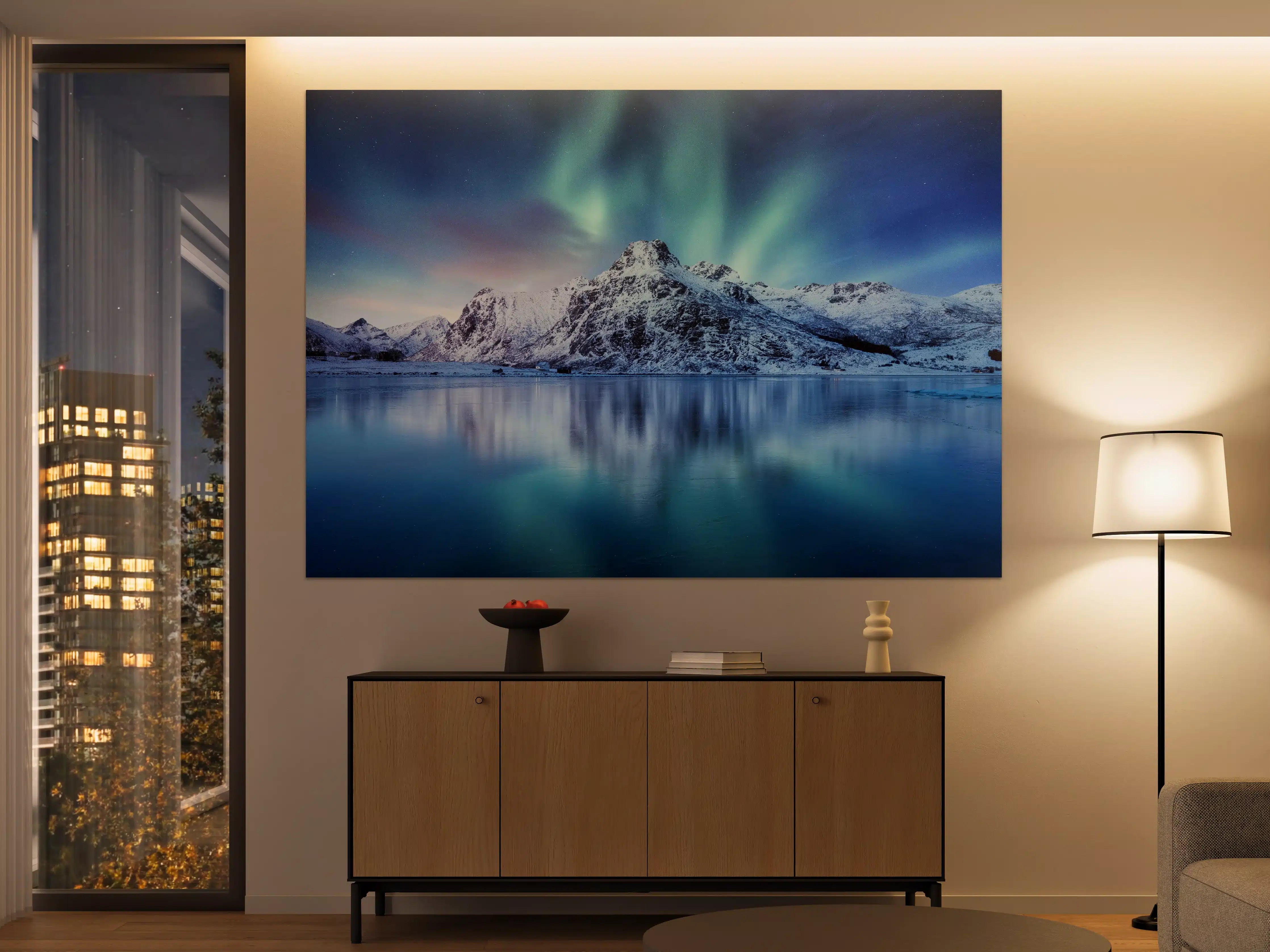 Große Wandbilder - Schöne Polarlichter über dem Berg