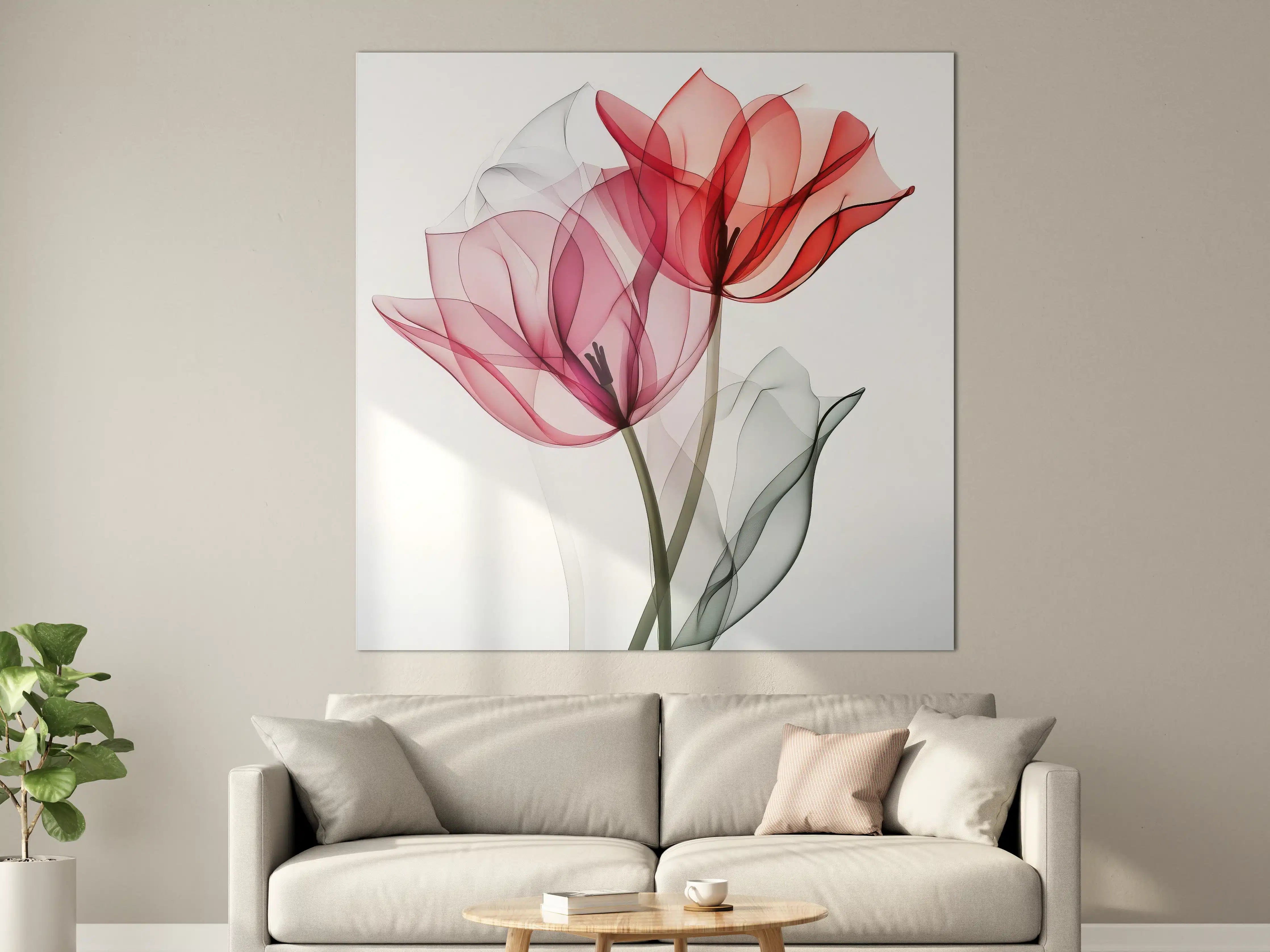 Große Wandbilder - Schöne farbige Blumen in transparentem Design