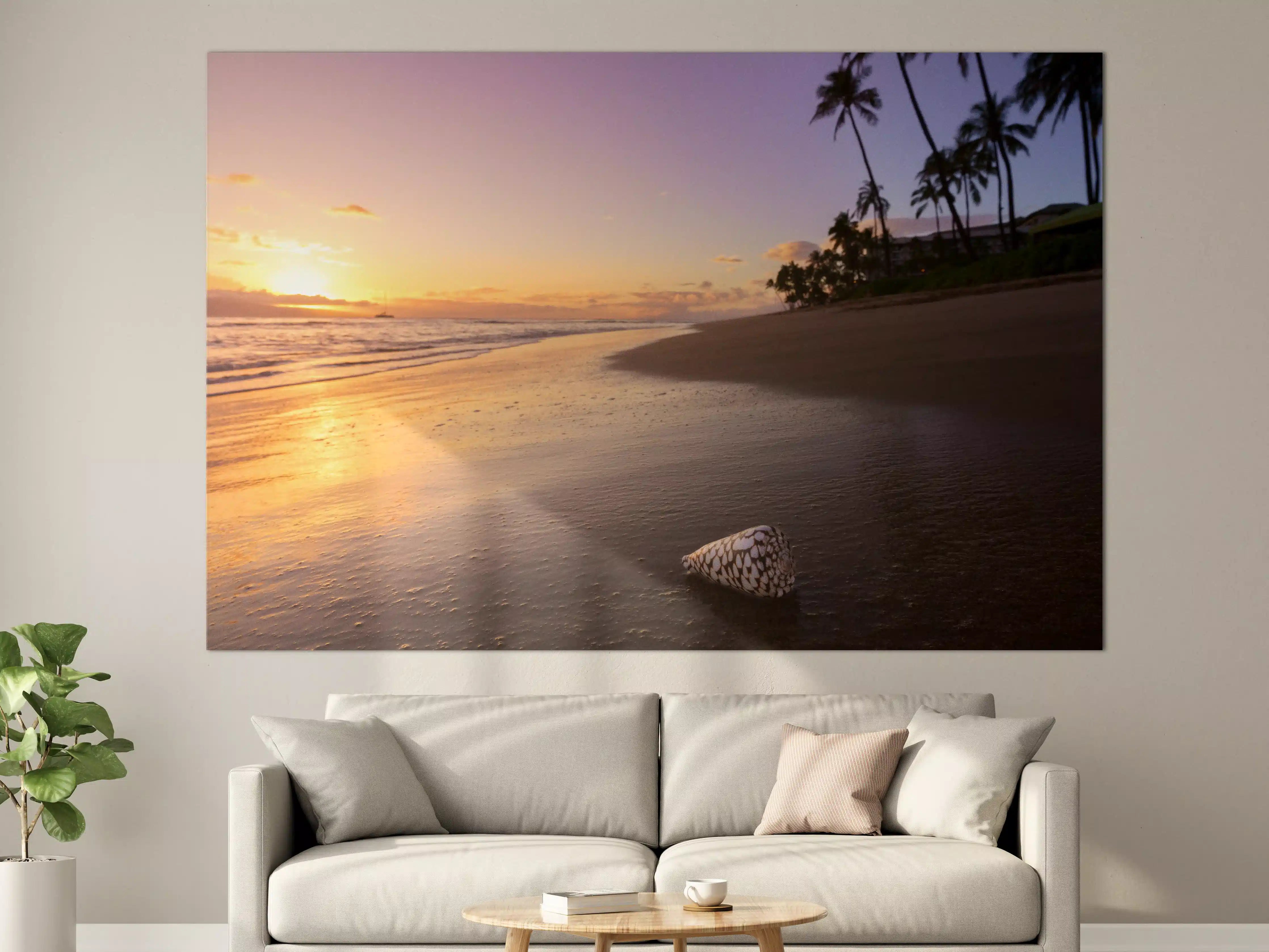 Große Wandbilder - Schöner Sonnenuntergang am Strand von Hawaii