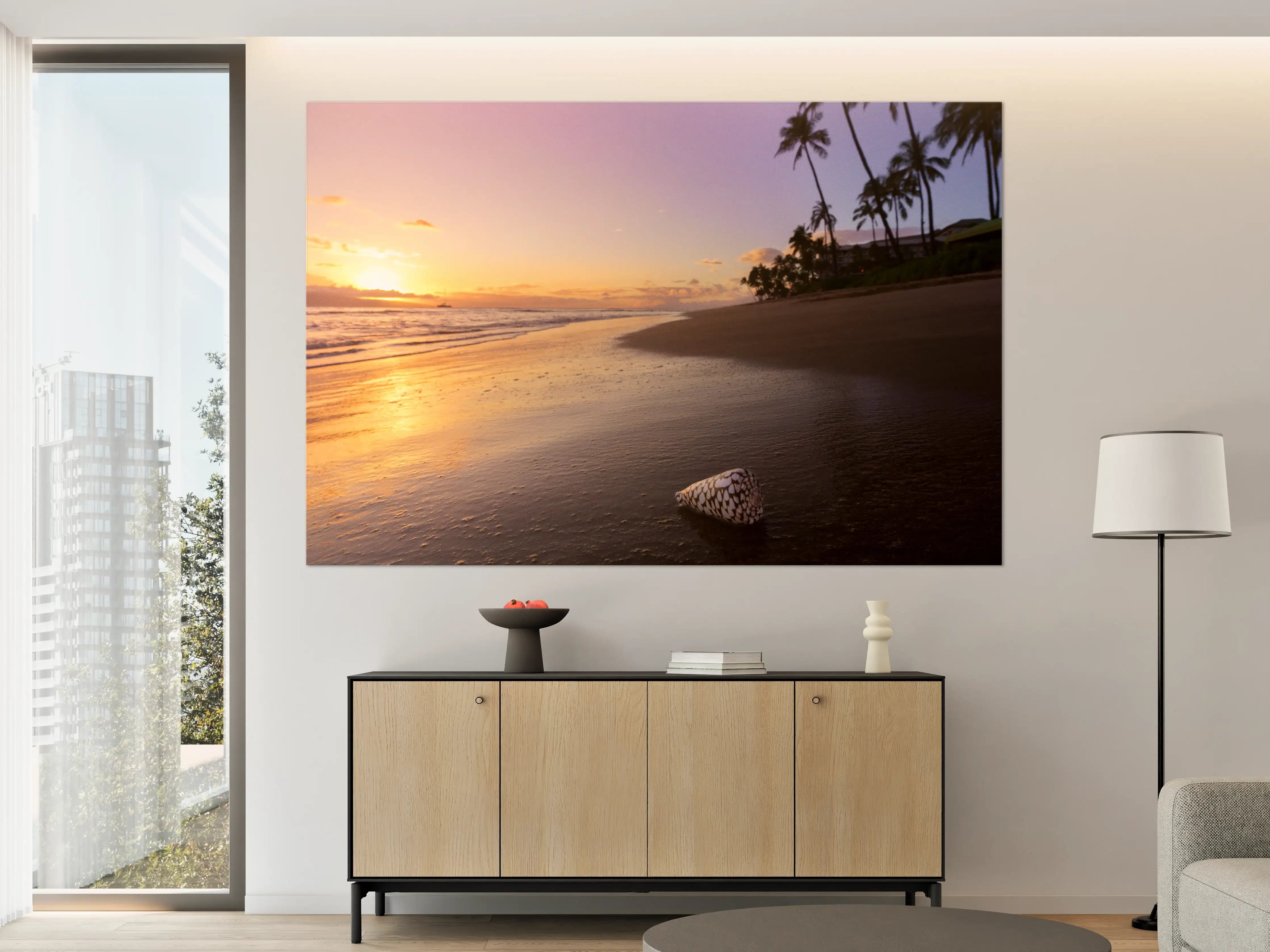 Große Wandbilder - Schöner Sonnenuntergang am Strand von Hawaii