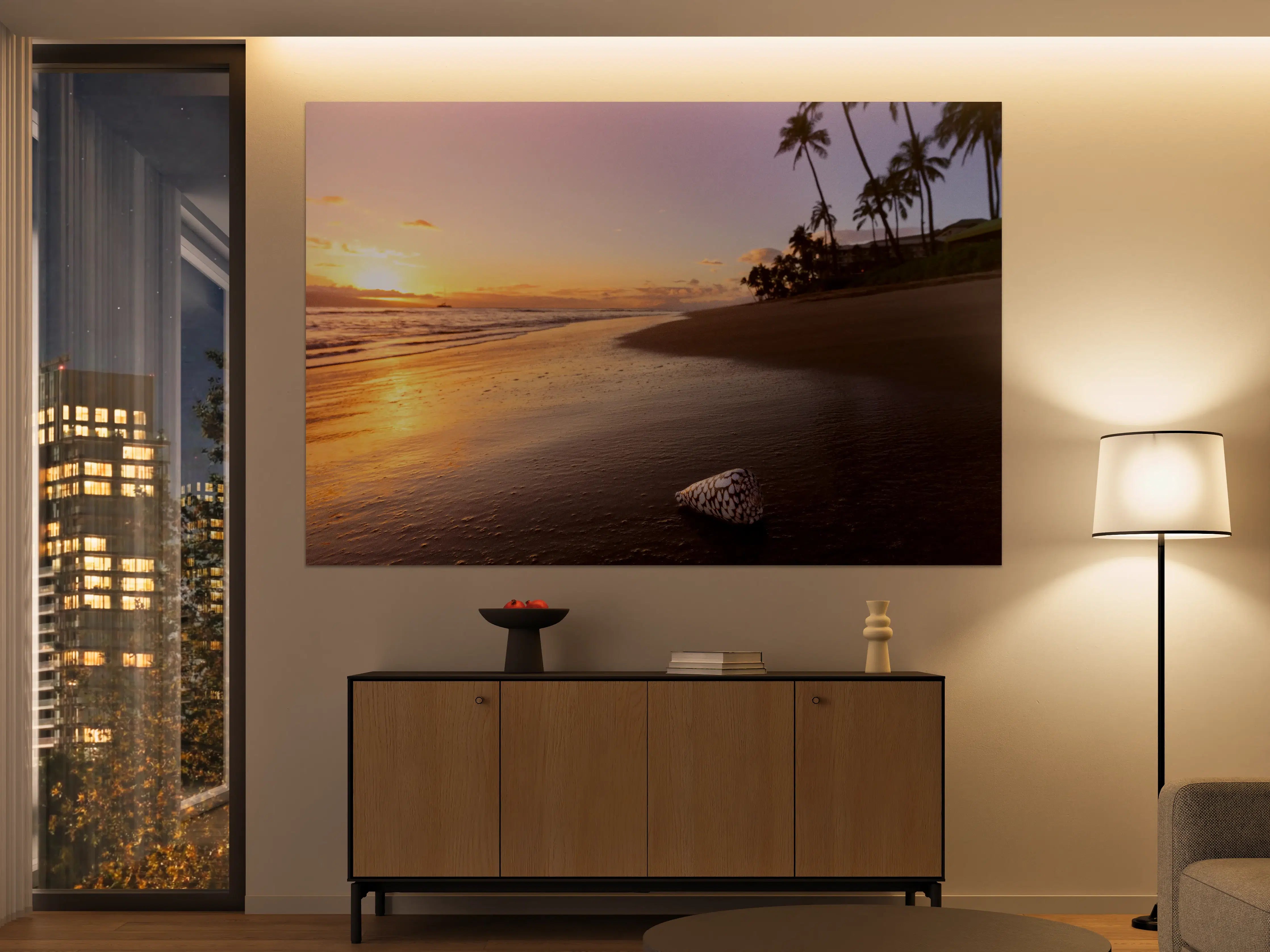 Große Wandbilder - Schöner Sonnenuntergang am Strand von Hawaii
