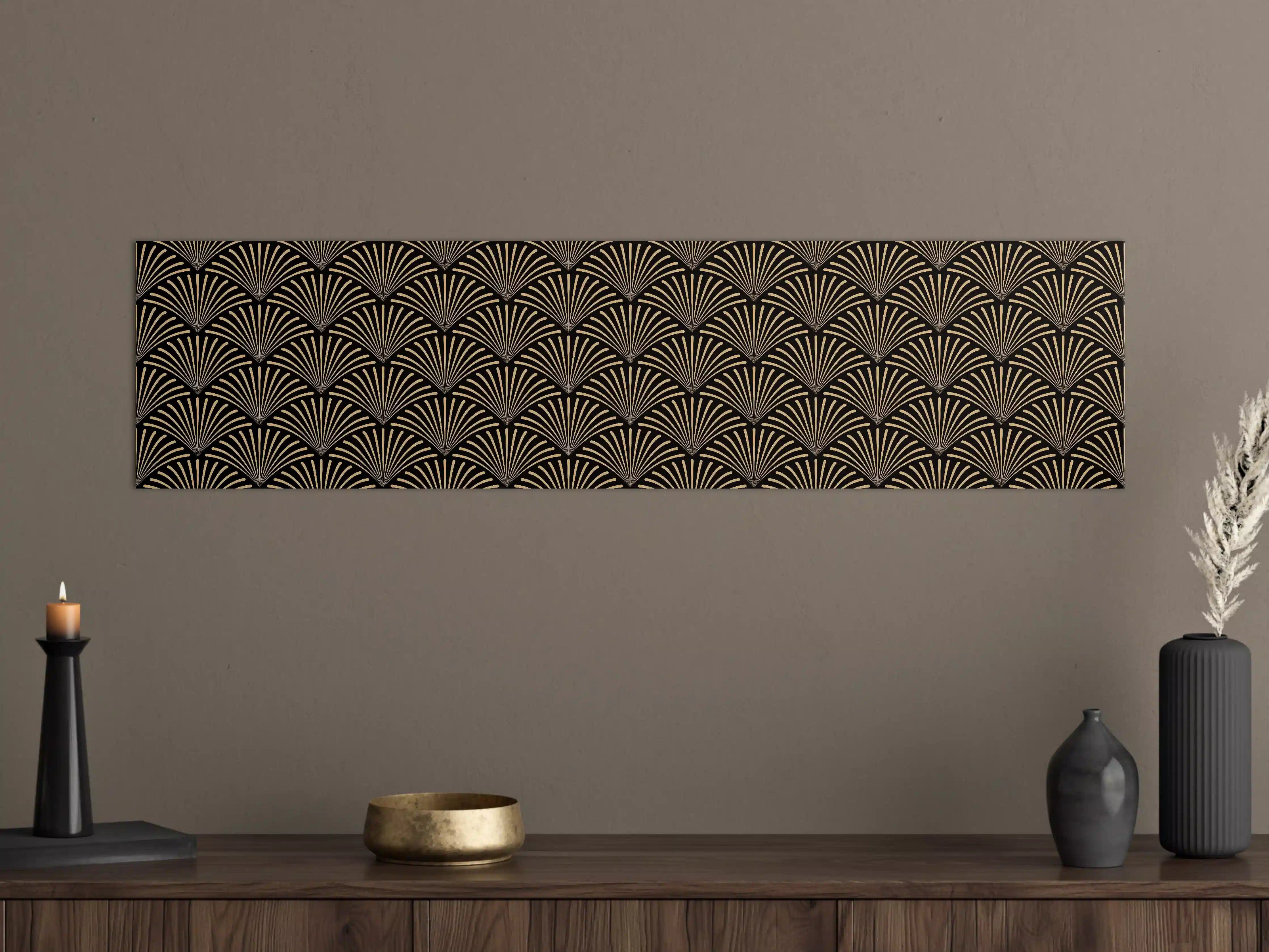 Große Wandbilder - Schwarz-Goldenes Wellenmuster