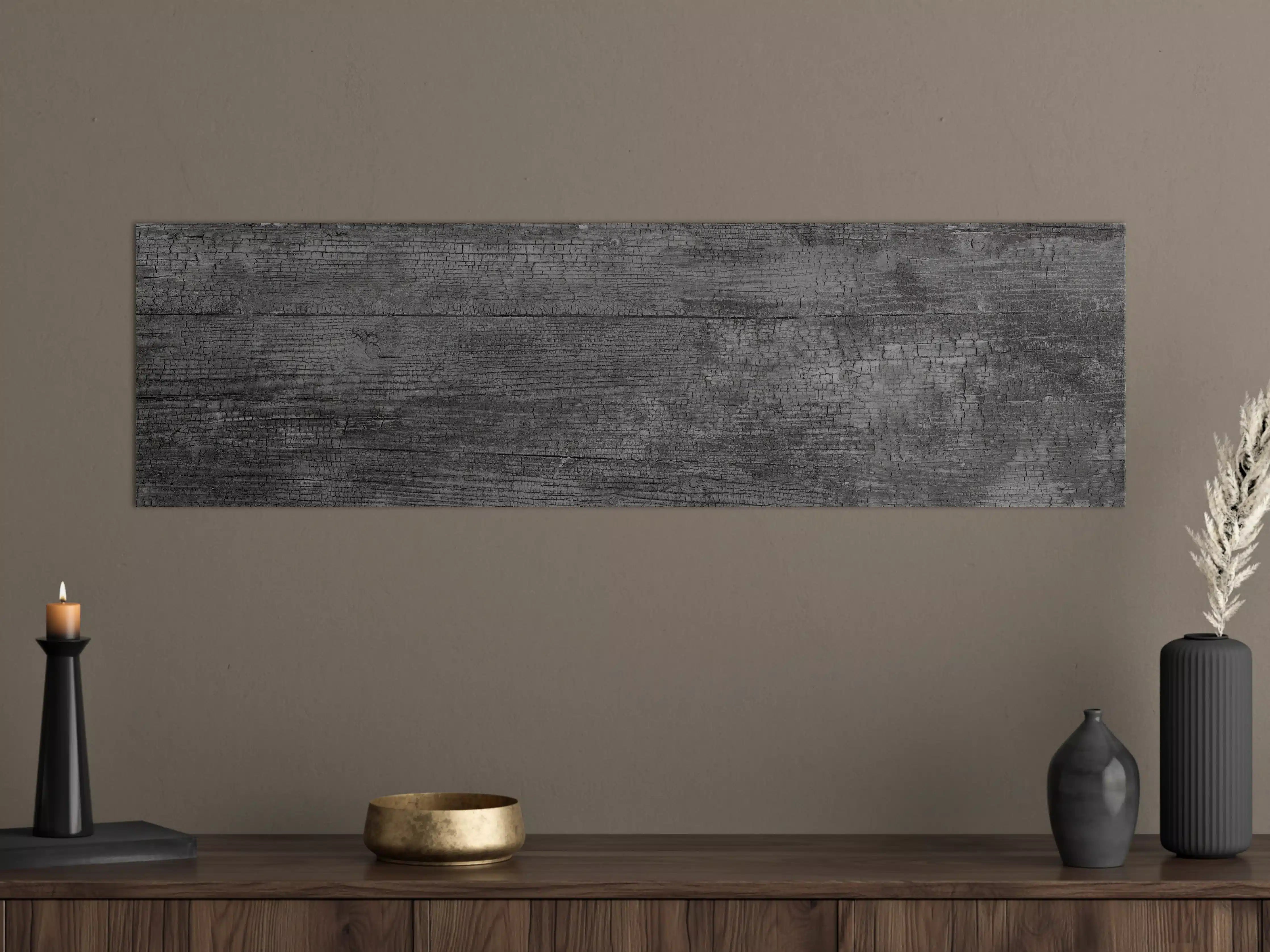 Große Wandbilder - Schwarz-Graue Holztextur