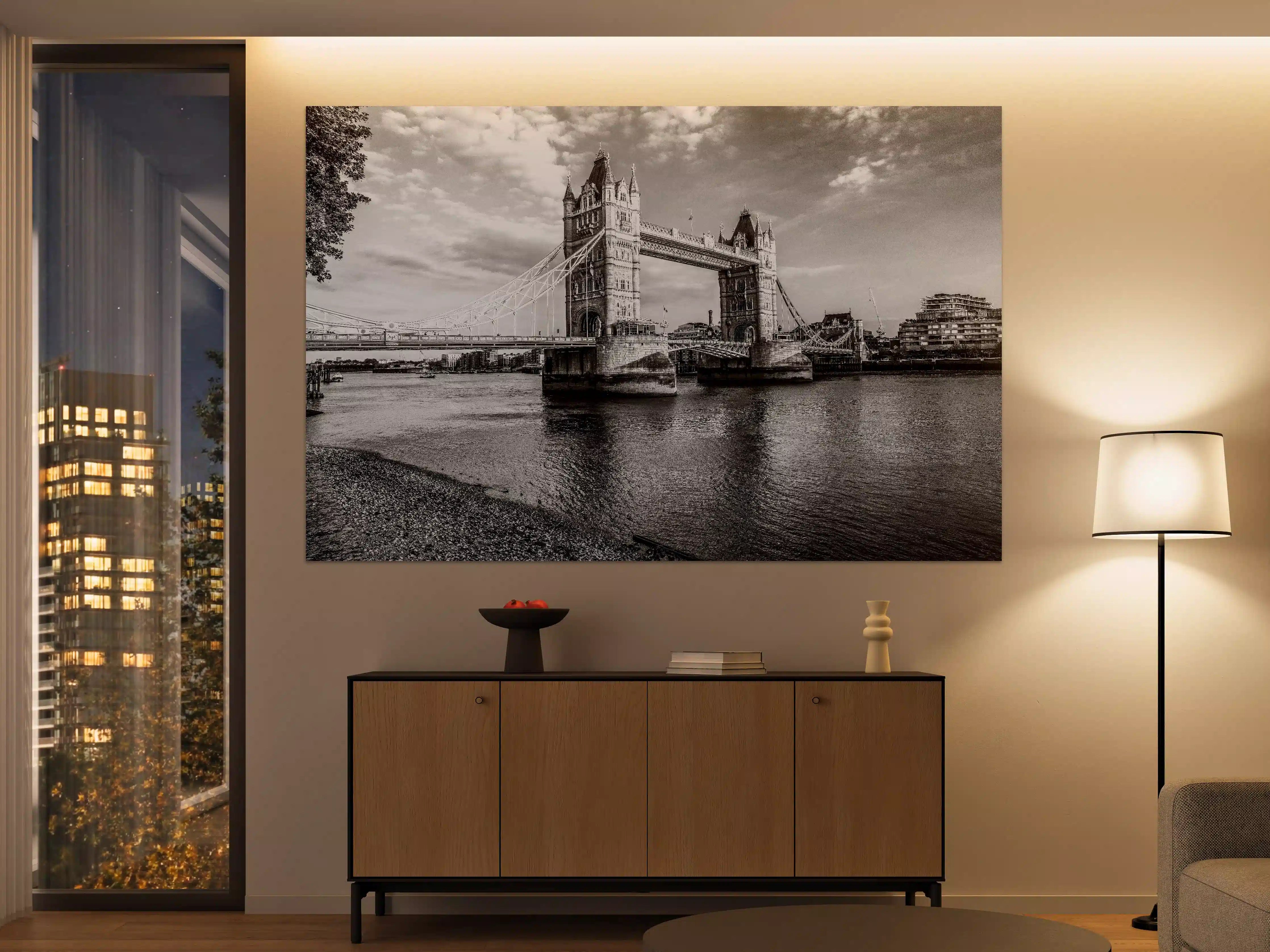 Große Wandbilder - Schwarz-Weiß-Bild der Tower Bridge in London