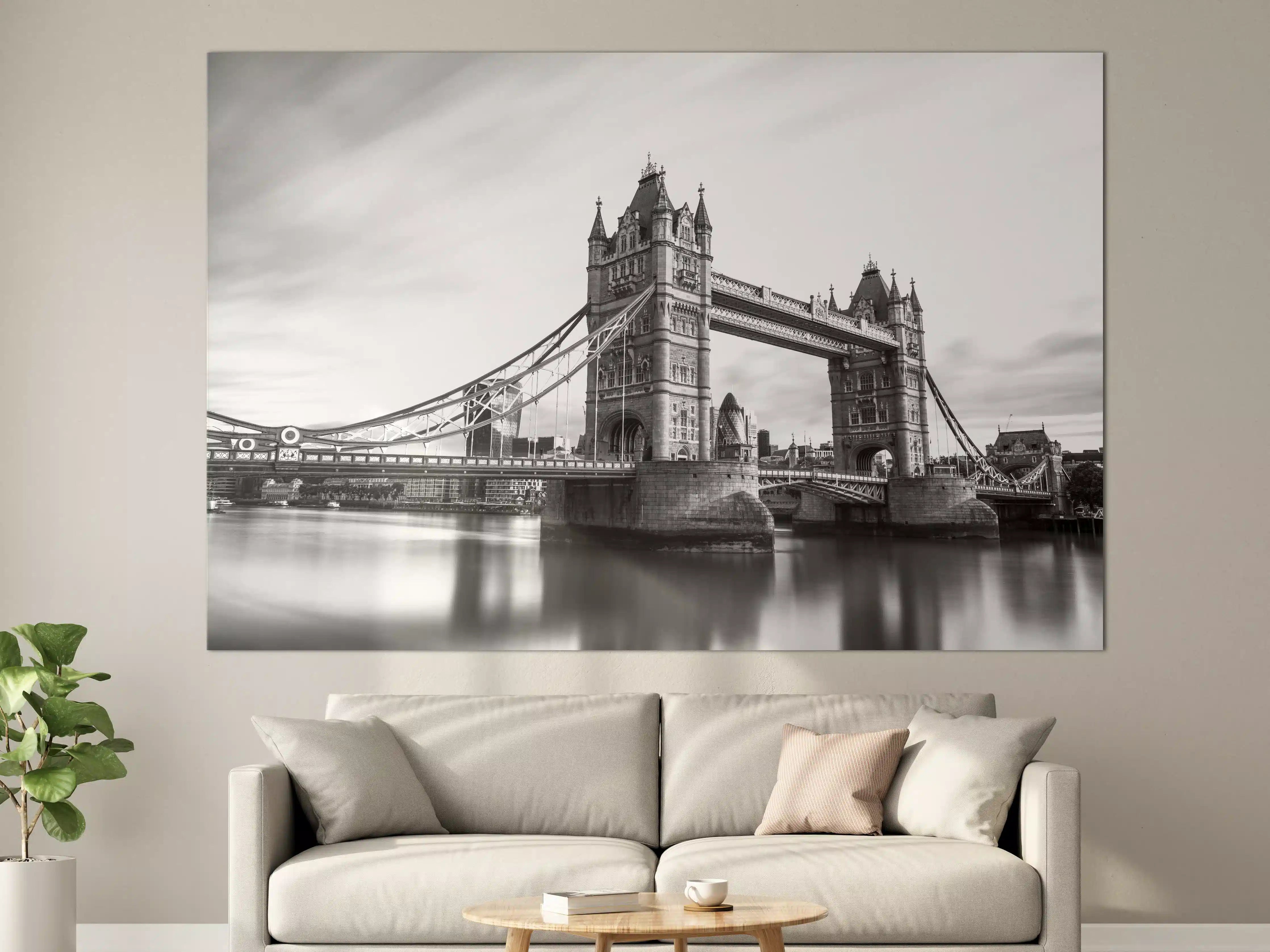 Große Wandbilder - Schwarz-Weiß-Bild von Tower Bridge in London