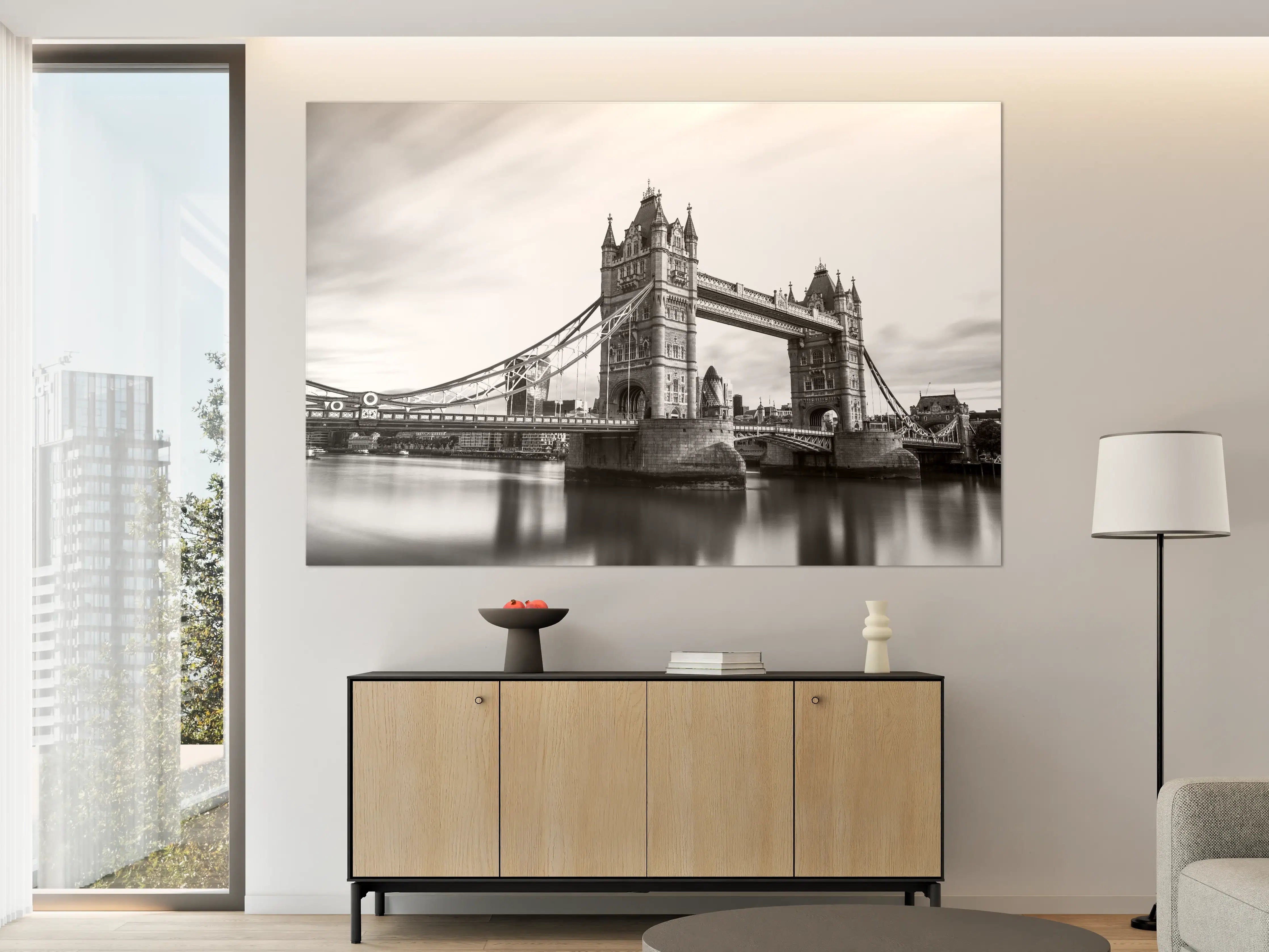 Große Wandbilder - Schwarz-Weiß-Bild von Tower Bridge in London