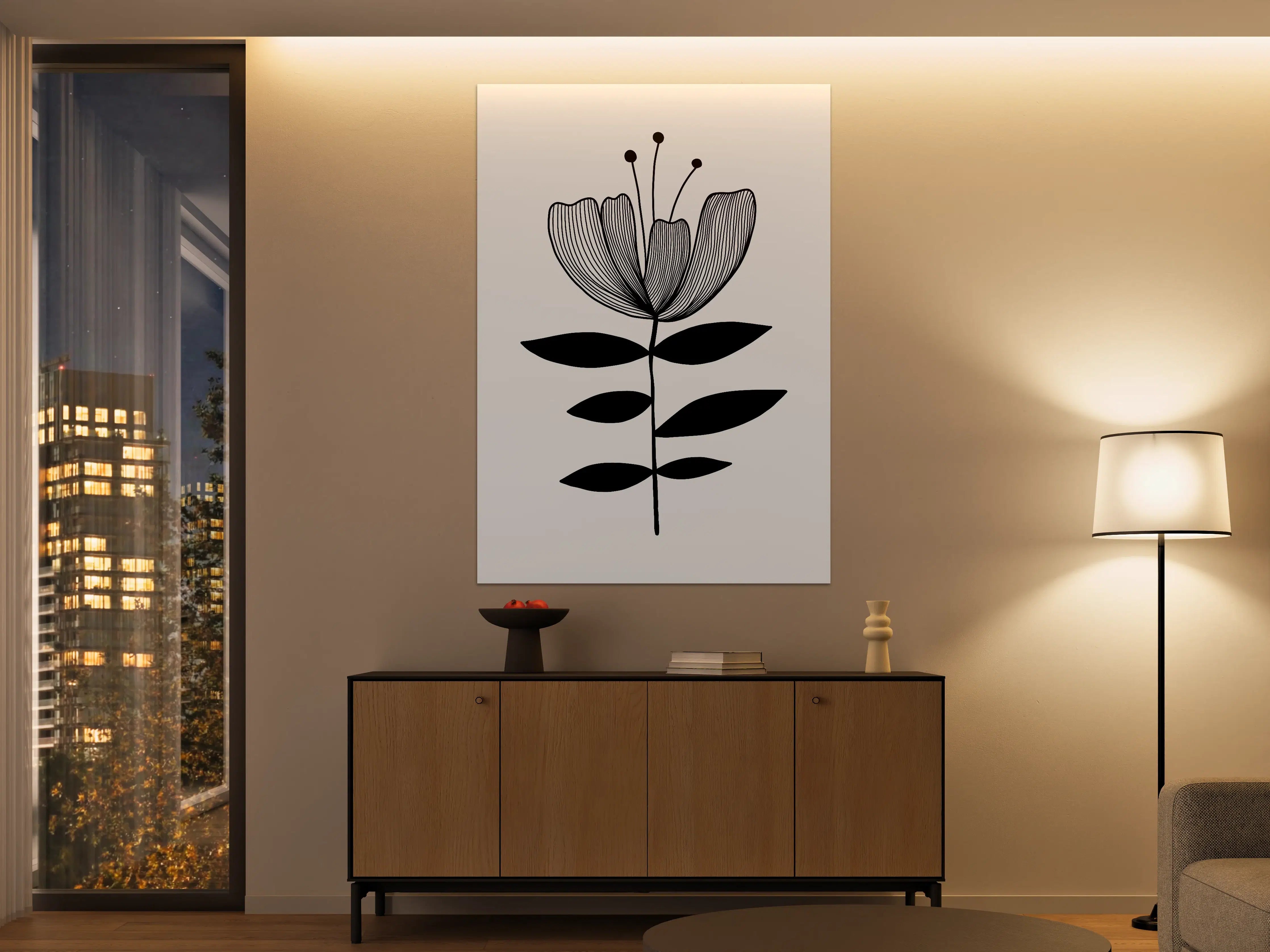 Große Wandbilder - Schwarz-Weiß-Blumenmotiv