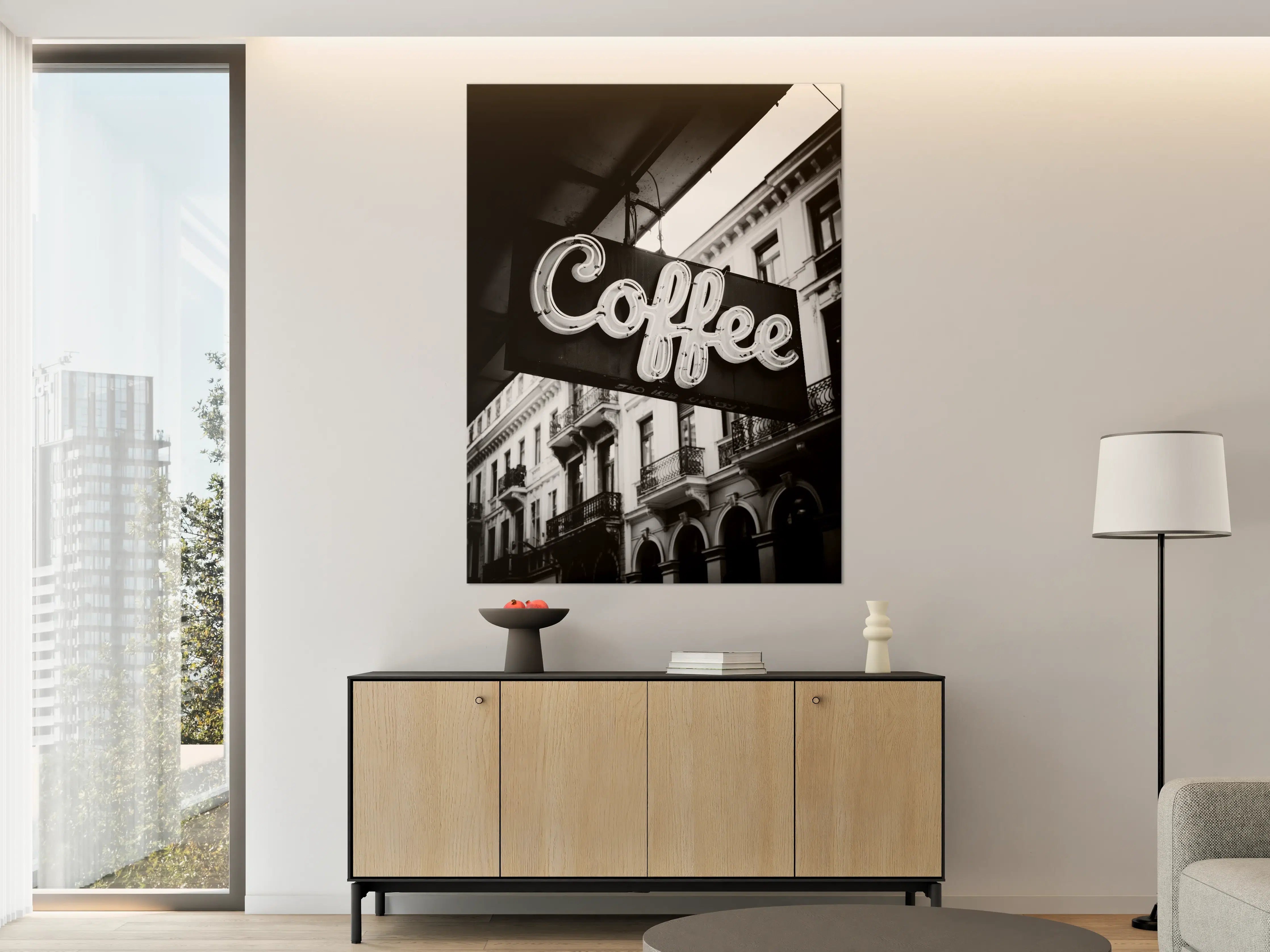 Große Wandbilder - Schwarz-Weiß-Coffee-Schilderkunst