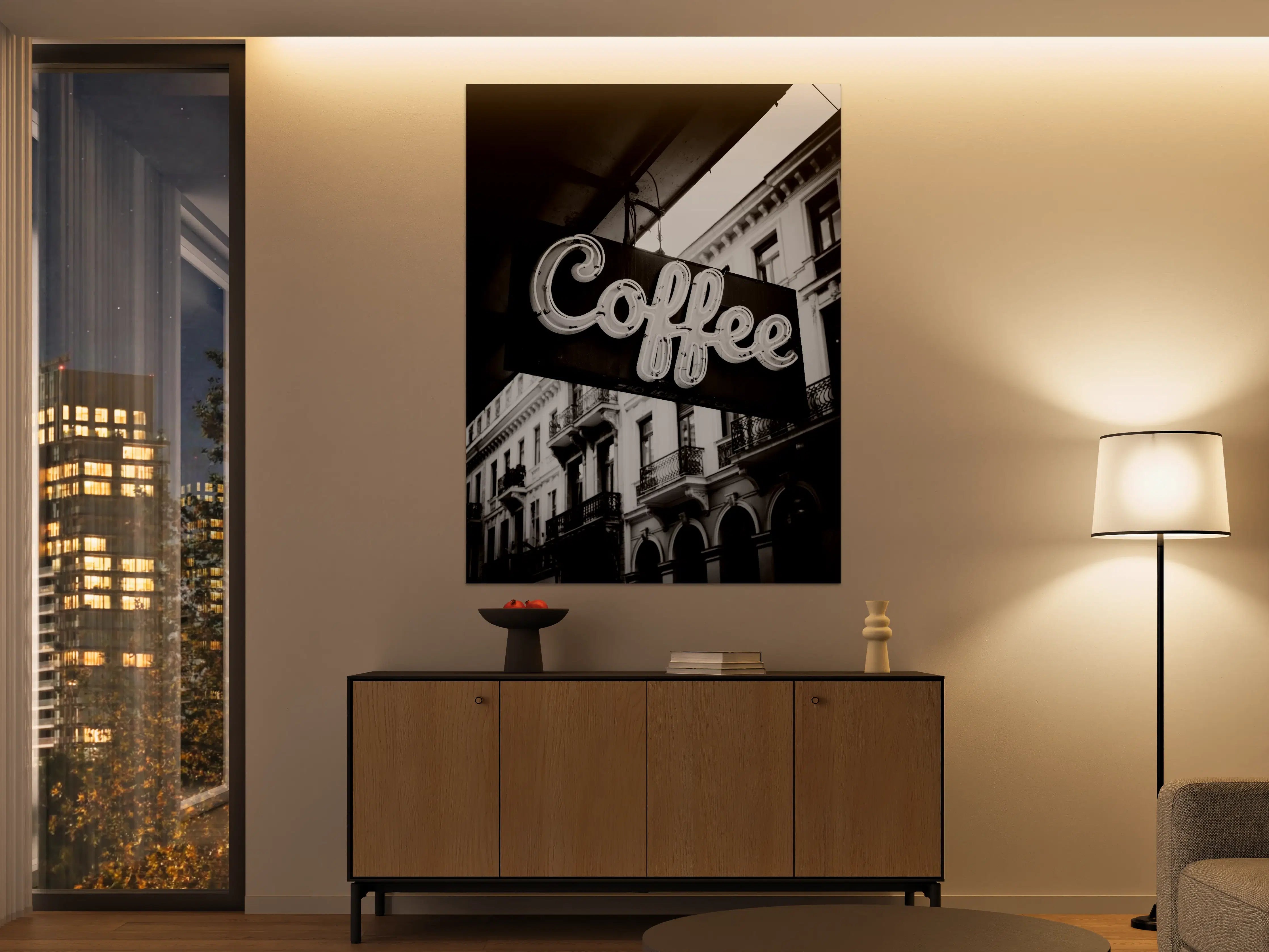 Große Wandbilder - Schwarz-Weiß-Coffee-Schilderkunst