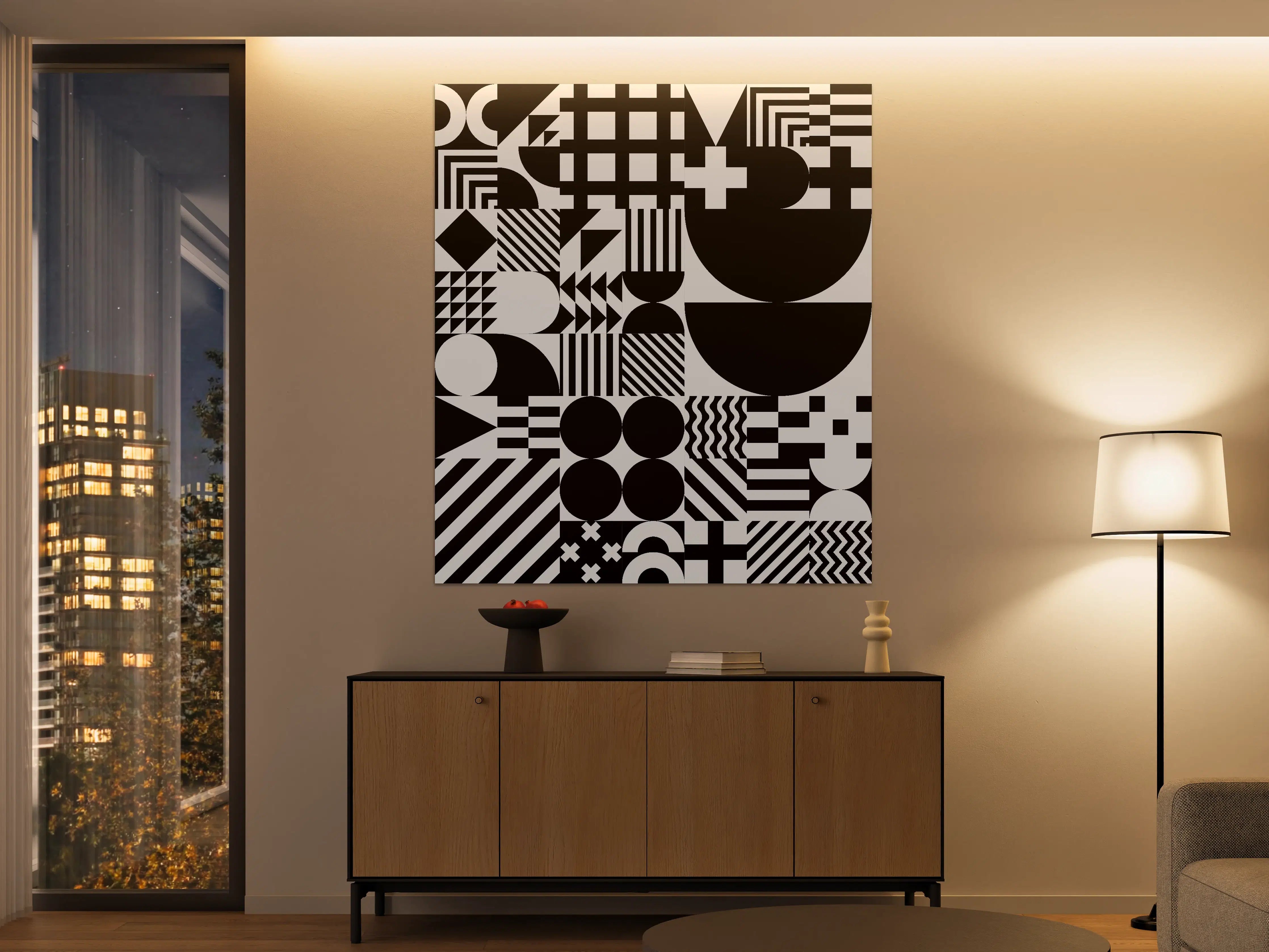Große Wandbilder - Schwarz-Weiß Geometrische Muster