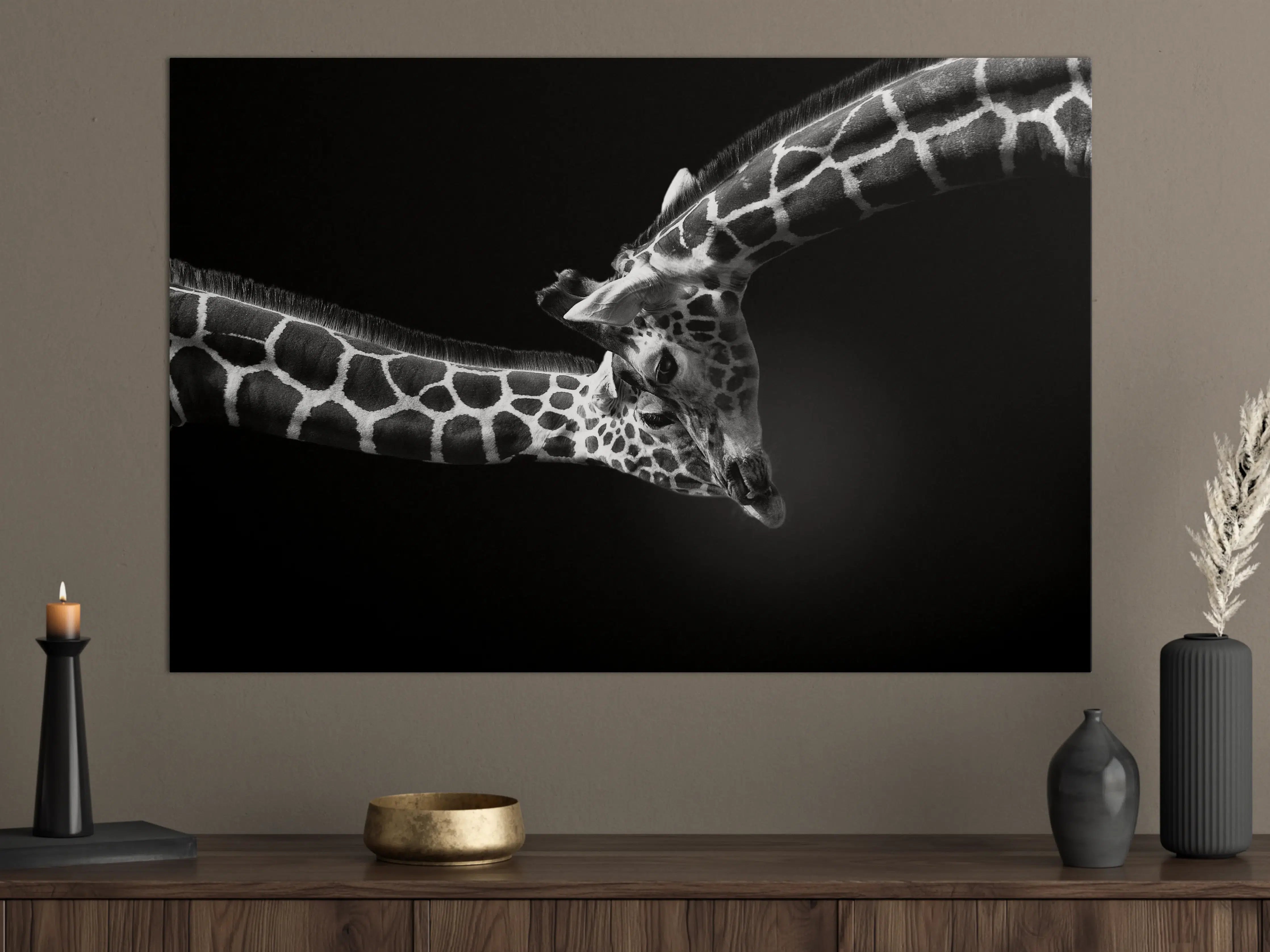 Große Wandbilder - Schwarz-Weiß-Giraffe in Bewegung