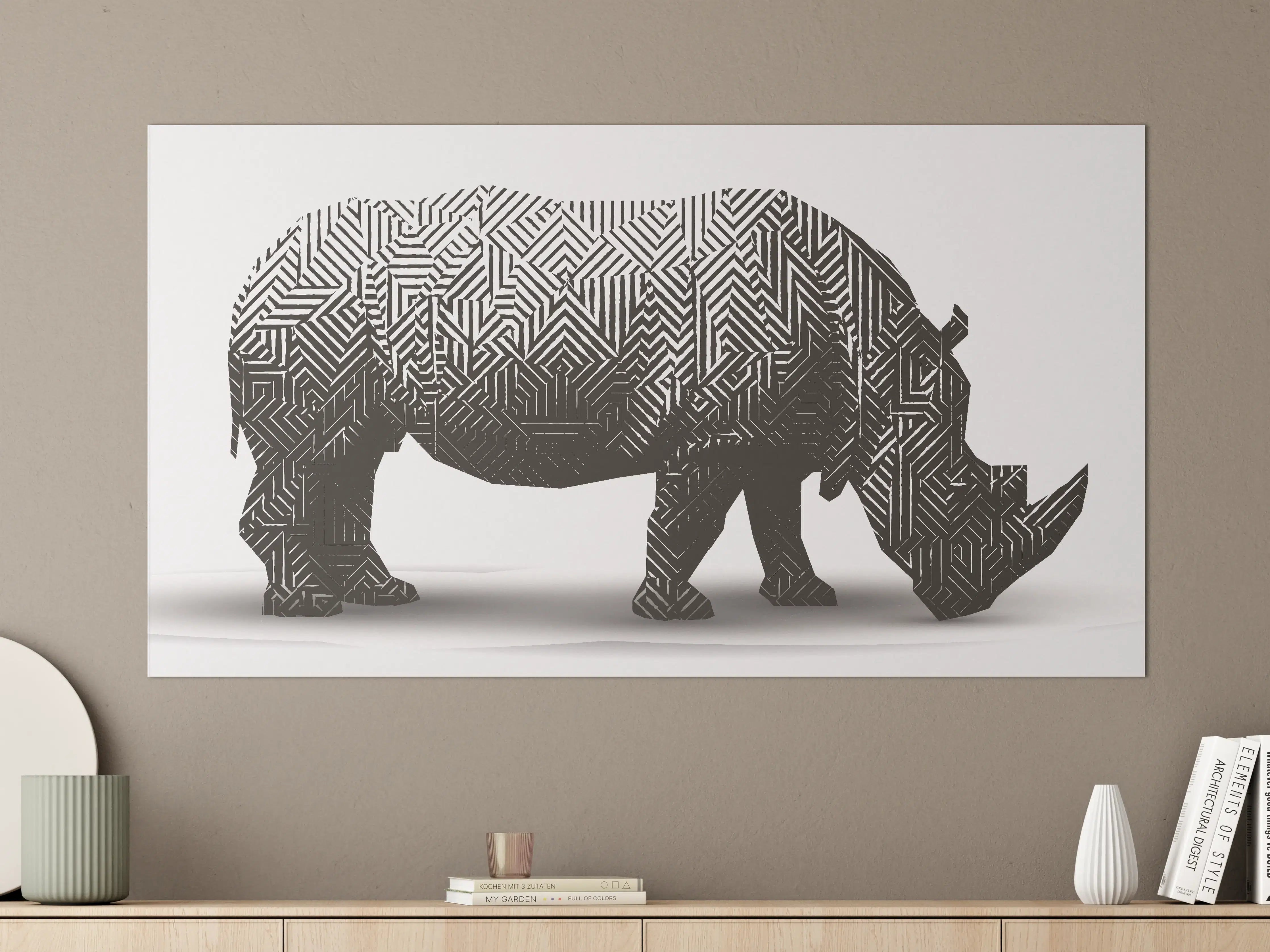Große Wandbilder - Schwarz-Weiß Grafik Nashorn