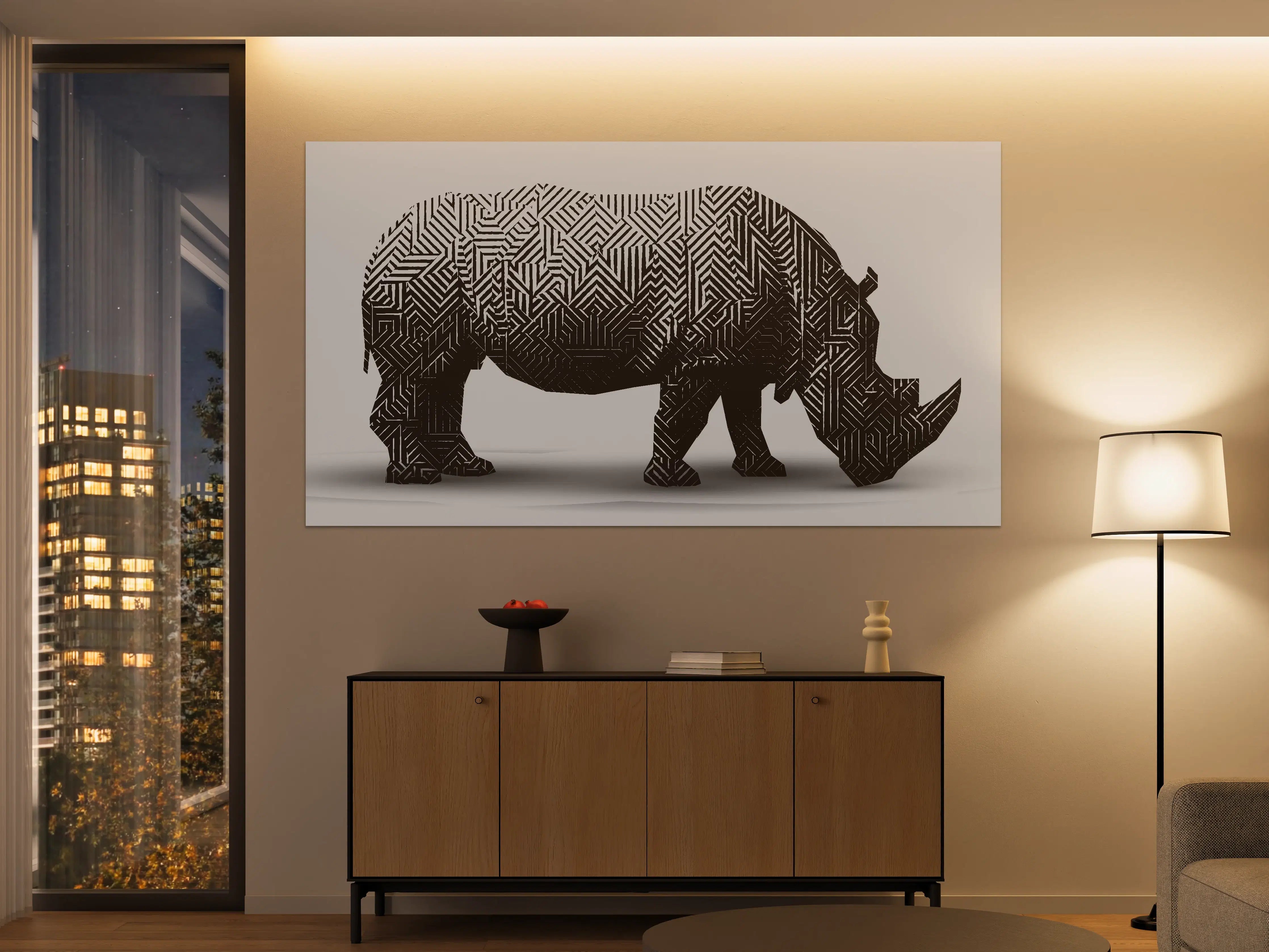Große Wandbilder - Schwarz-Weiß Grafik Nashorn