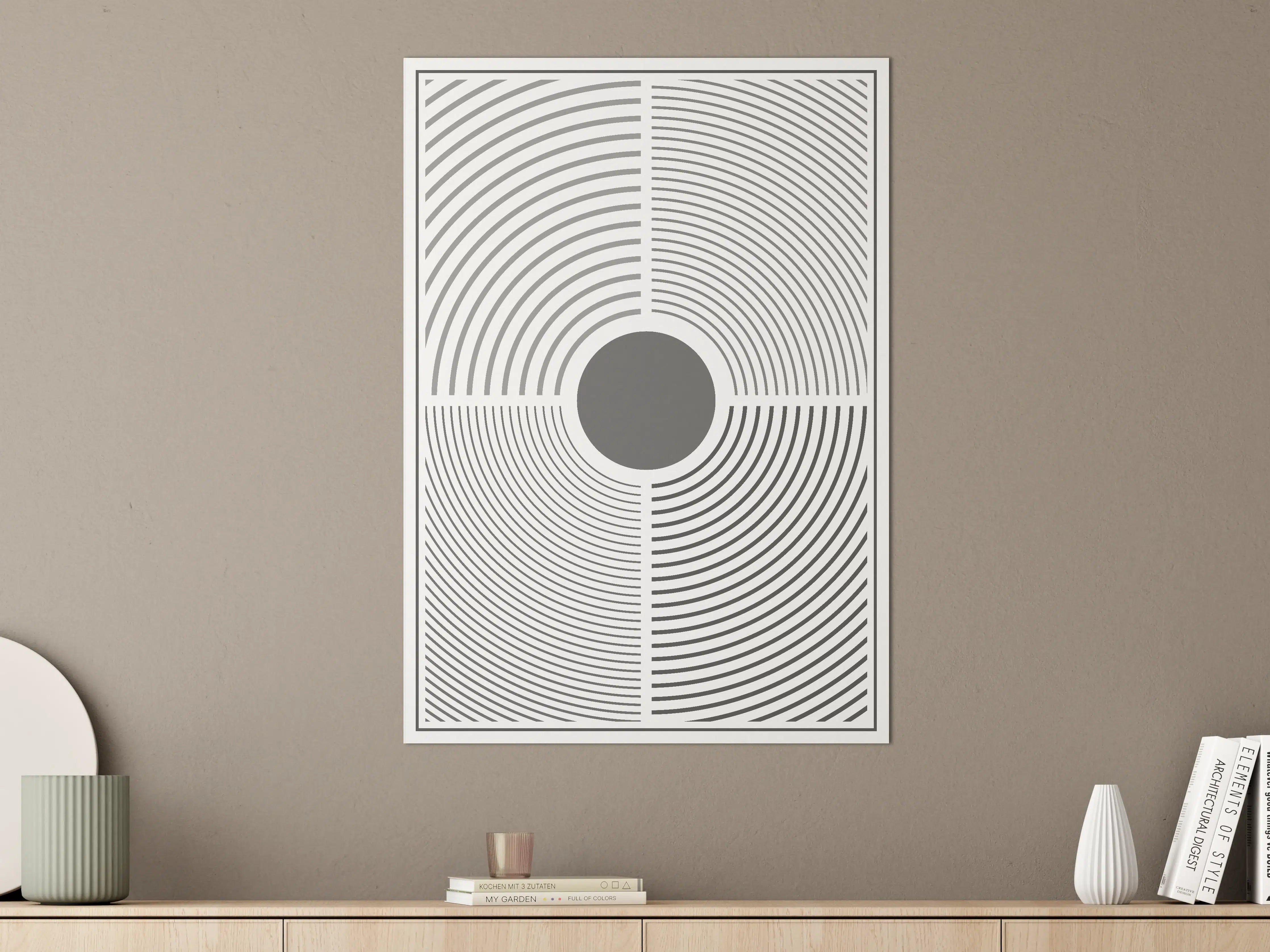 Große Wandbilder - Schwarz-Weiß-Graustufen-Design mit Kreis