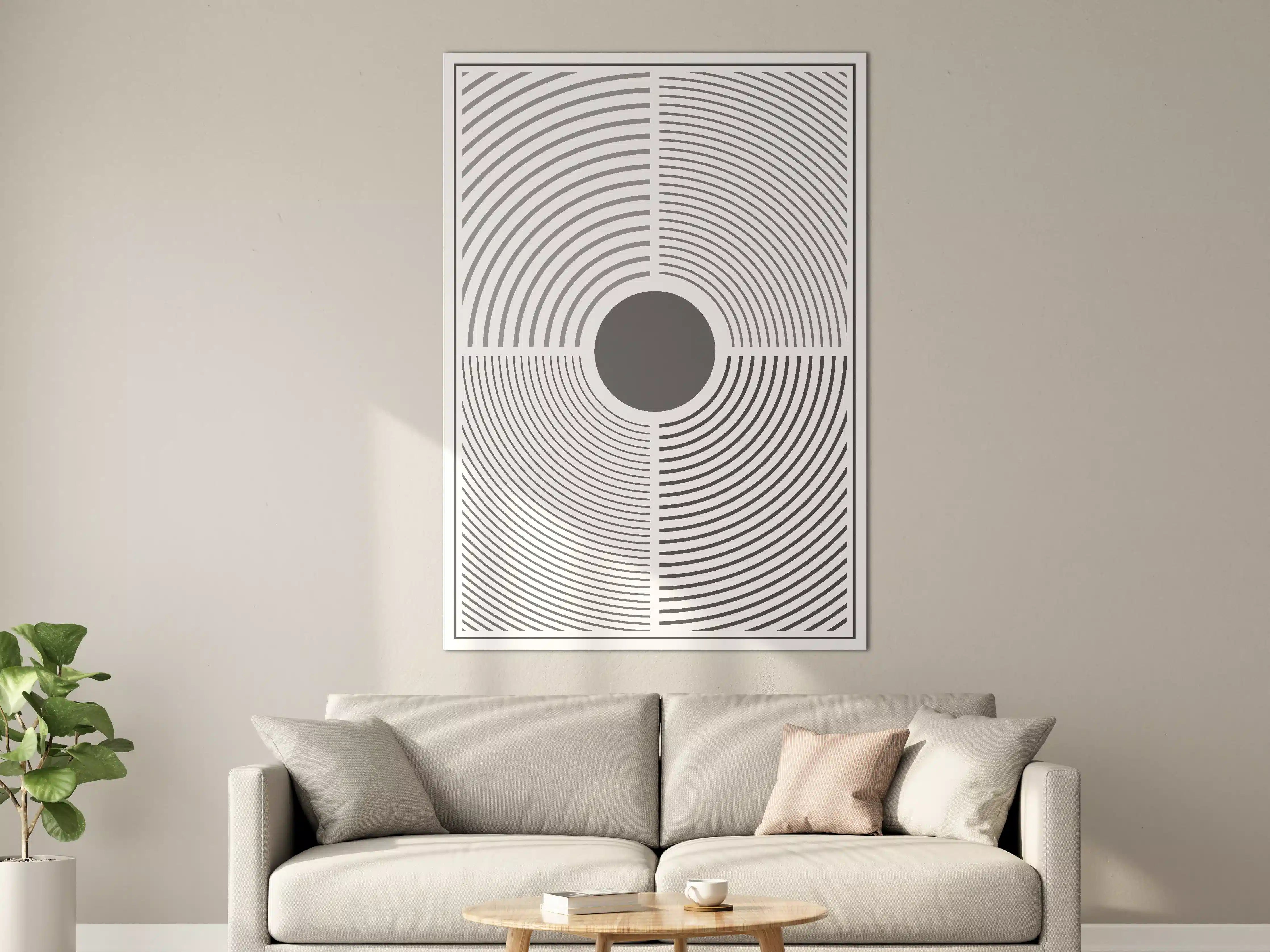 Große Wandbilder - Schwarz-Weiß-Graustufen-Design mit Kreis
