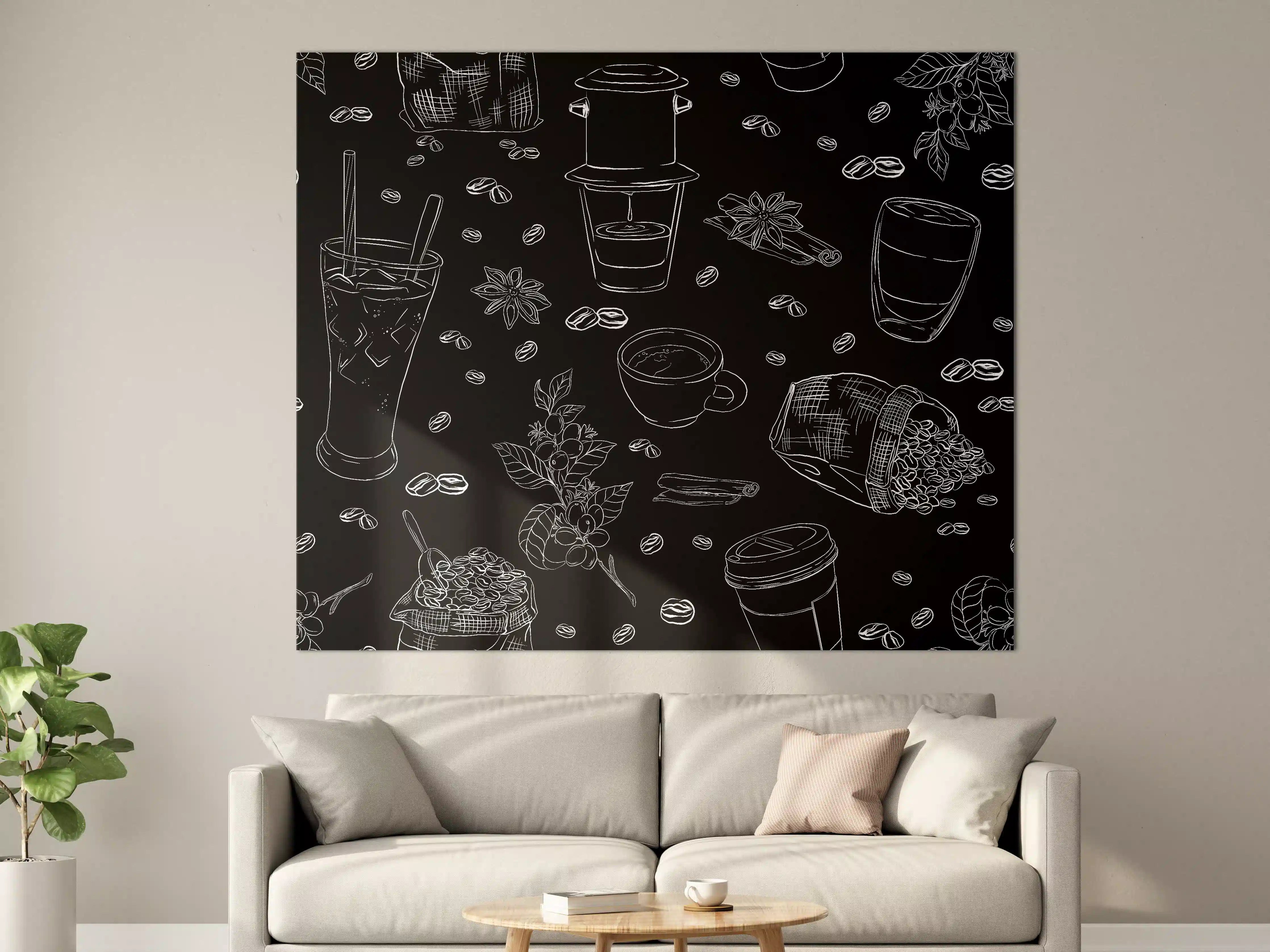 Große Wandbilder - Schwarz-Weiß Kaffee-Gewürze