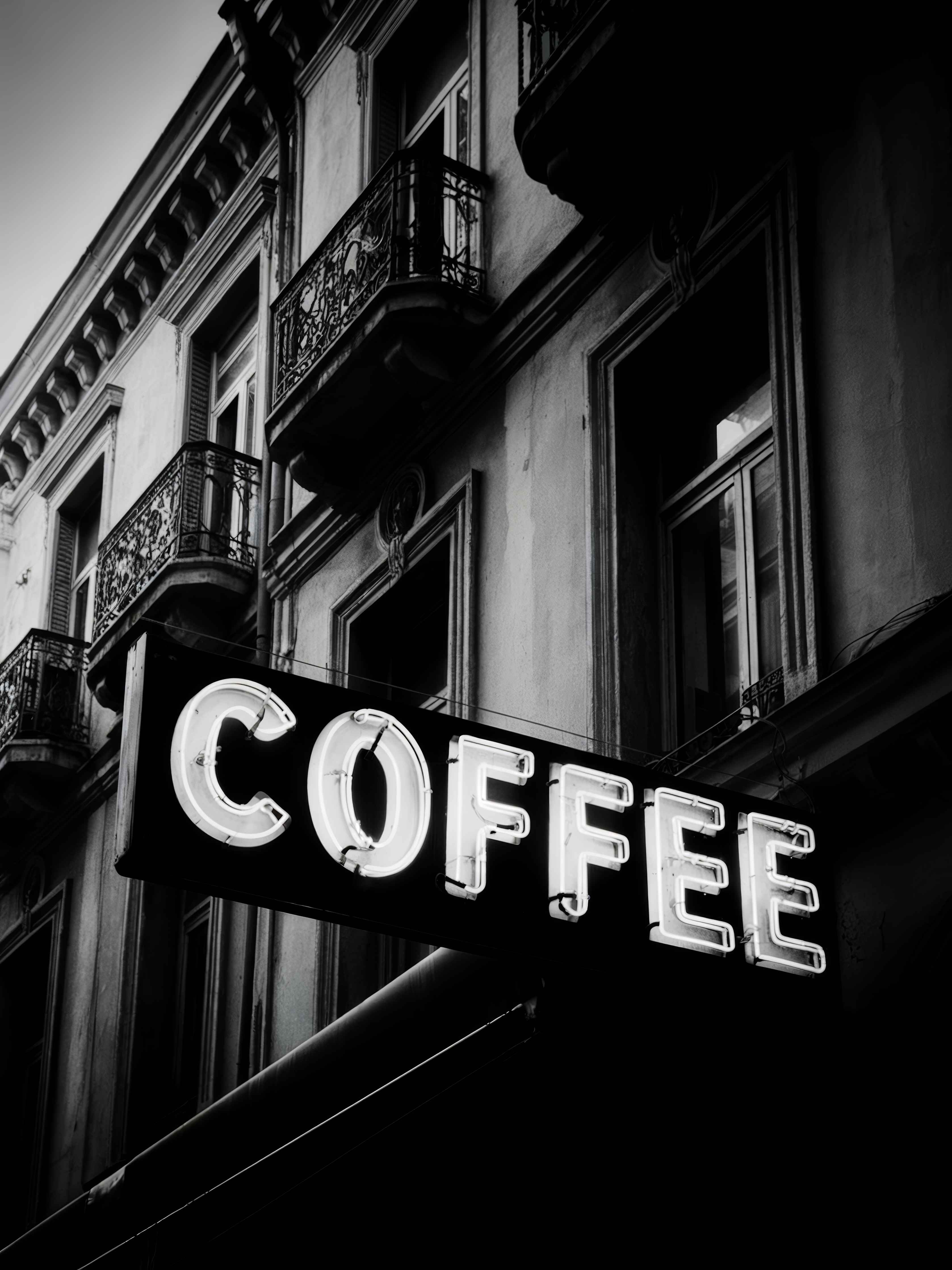 Große Wandbilder-Schwarz-Weiß Kaffee-Schild