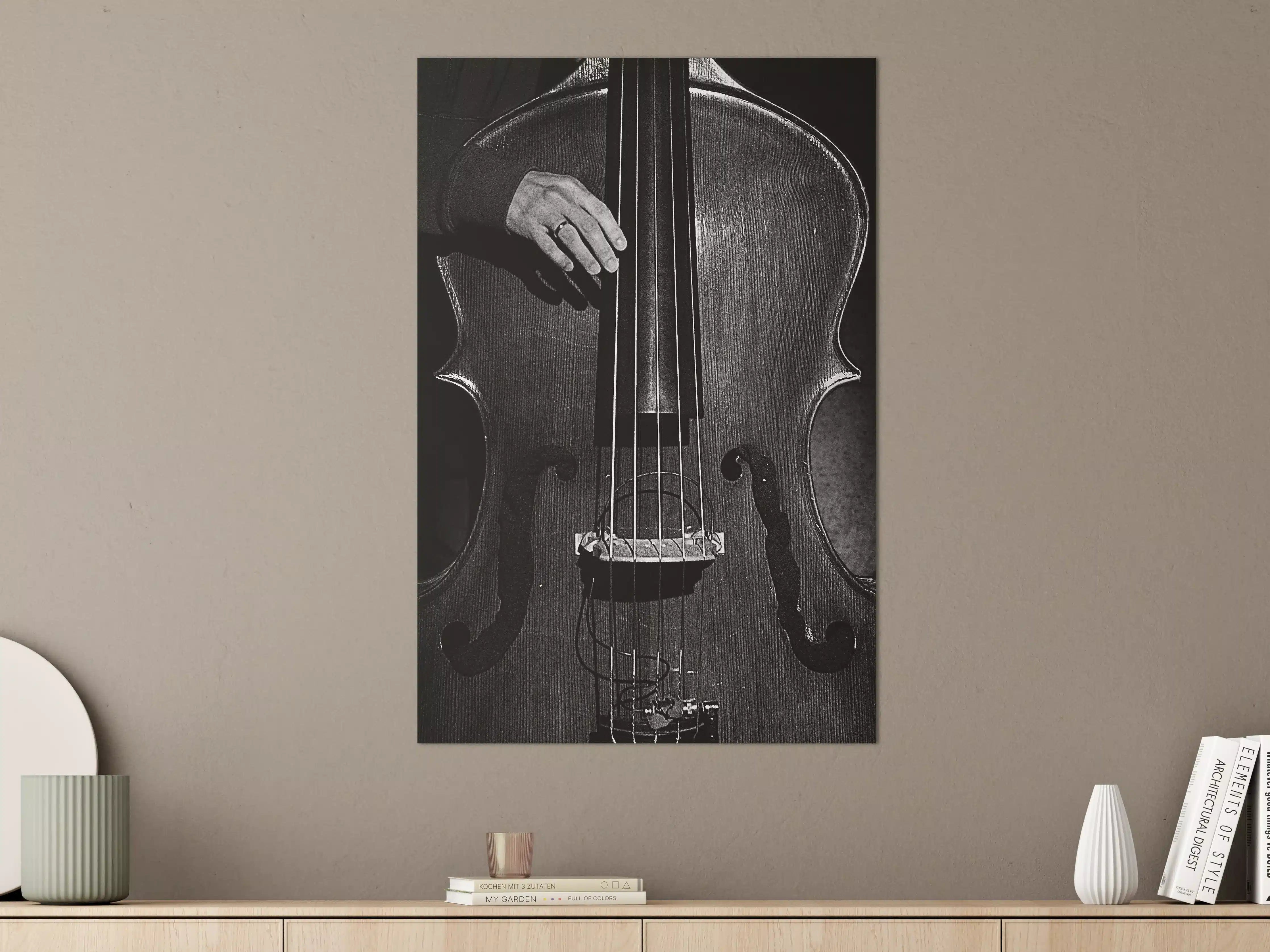 Große Wandbilder - Schwarz-Weiß-Kontrast: Musiker mit Cello