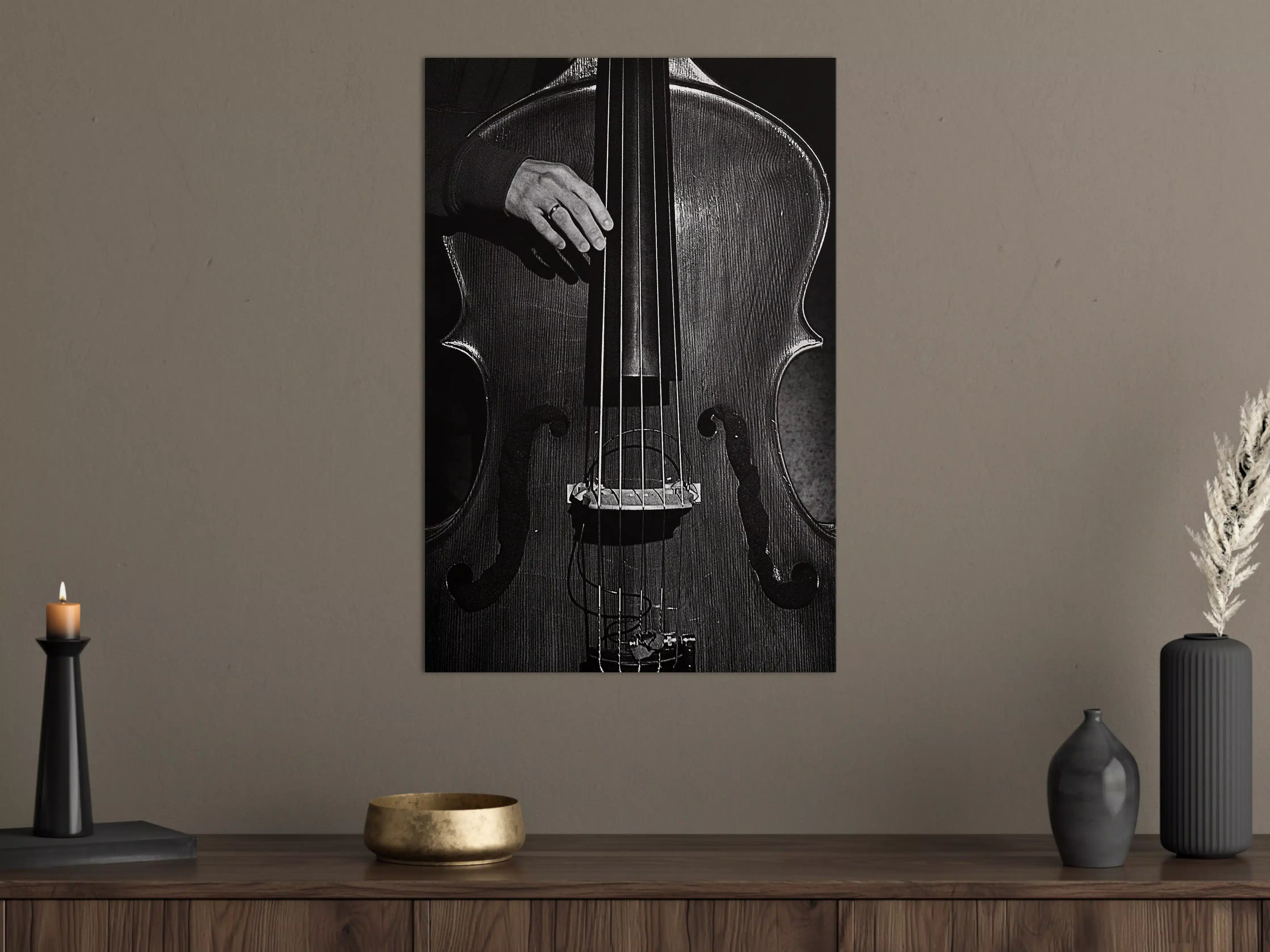 Große Wandbilder - Schwarz-Weiß-Kontrast: Musiker mit Cello
