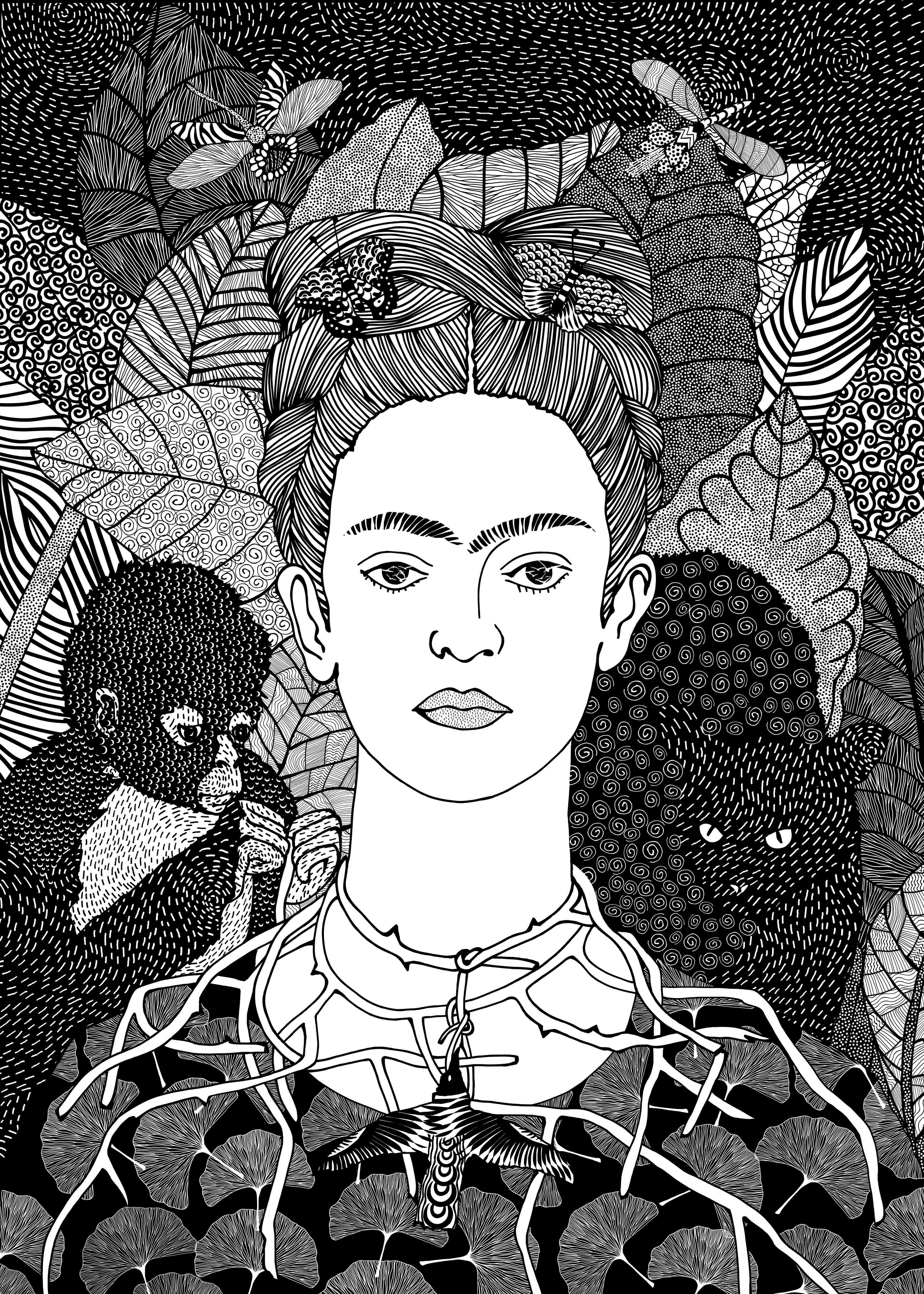 Große Wandbilder-Schwarz-Weiß-Kunstportrait mit Naturmotiven