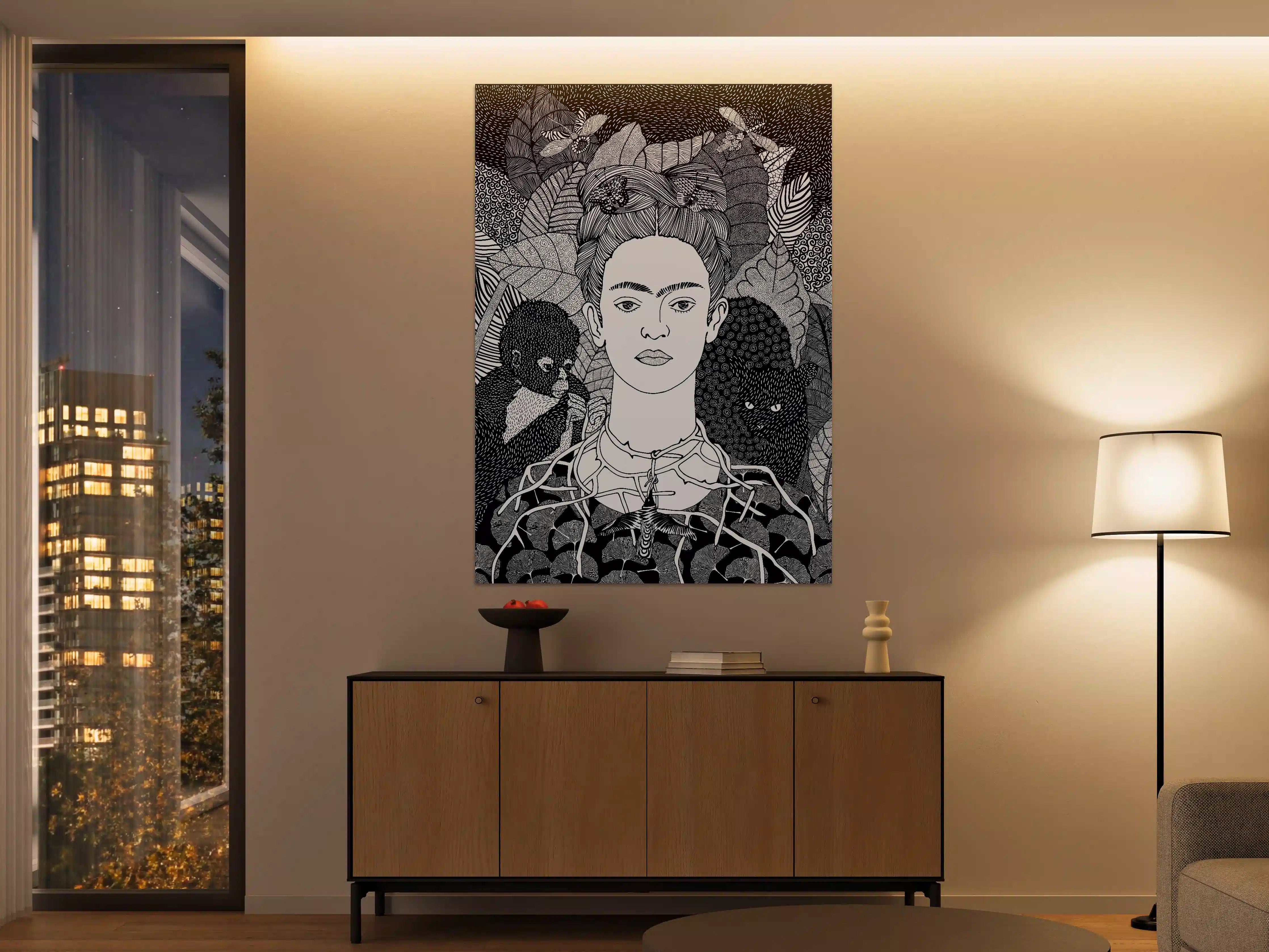 Große Wandbilder - Schwarz-Weiß-Kunstportrait mit Naturmotiven