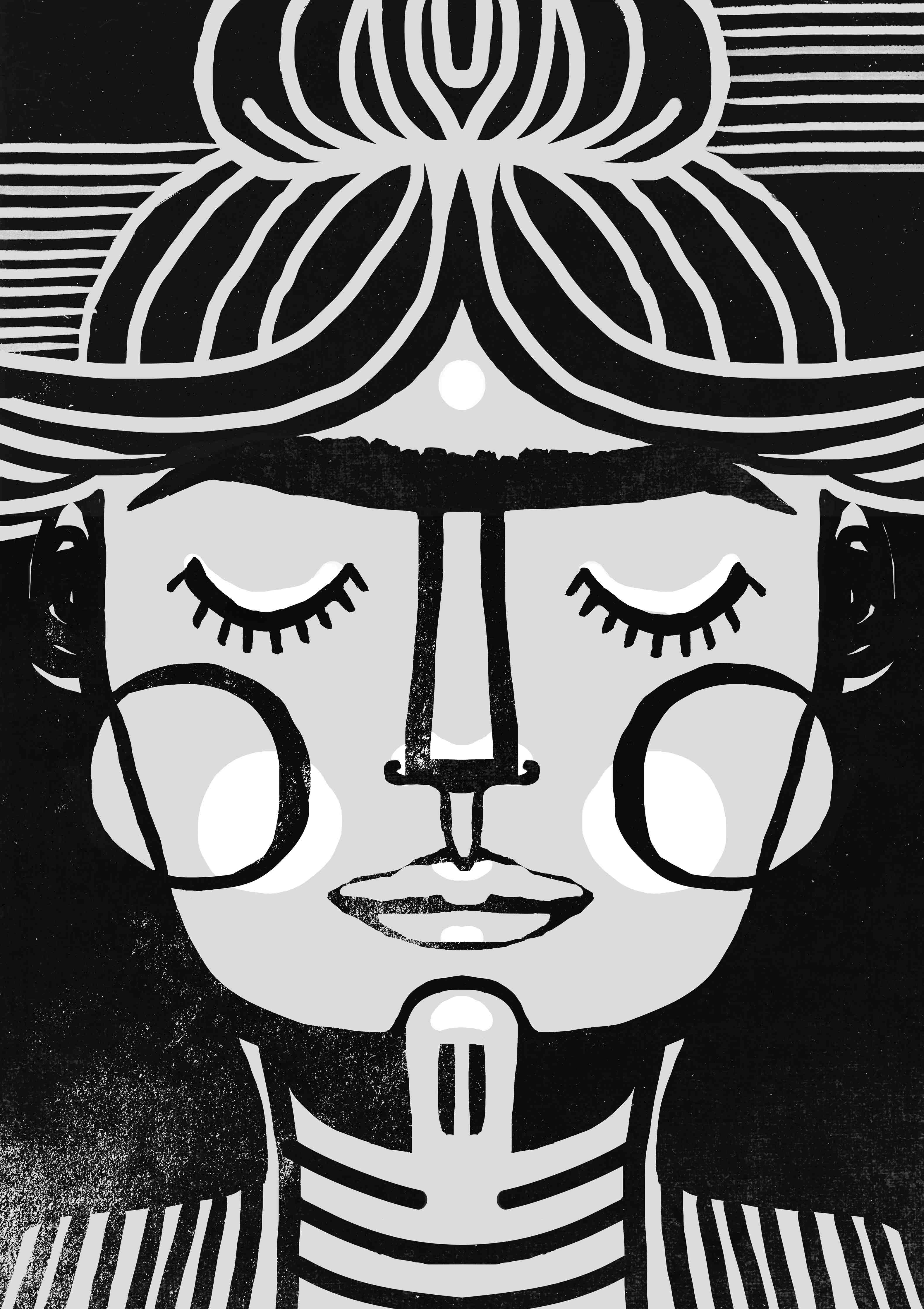 Große Wandbilder-Schwarz-Weiß-Kunstwerk mit weiblichem Gesicht