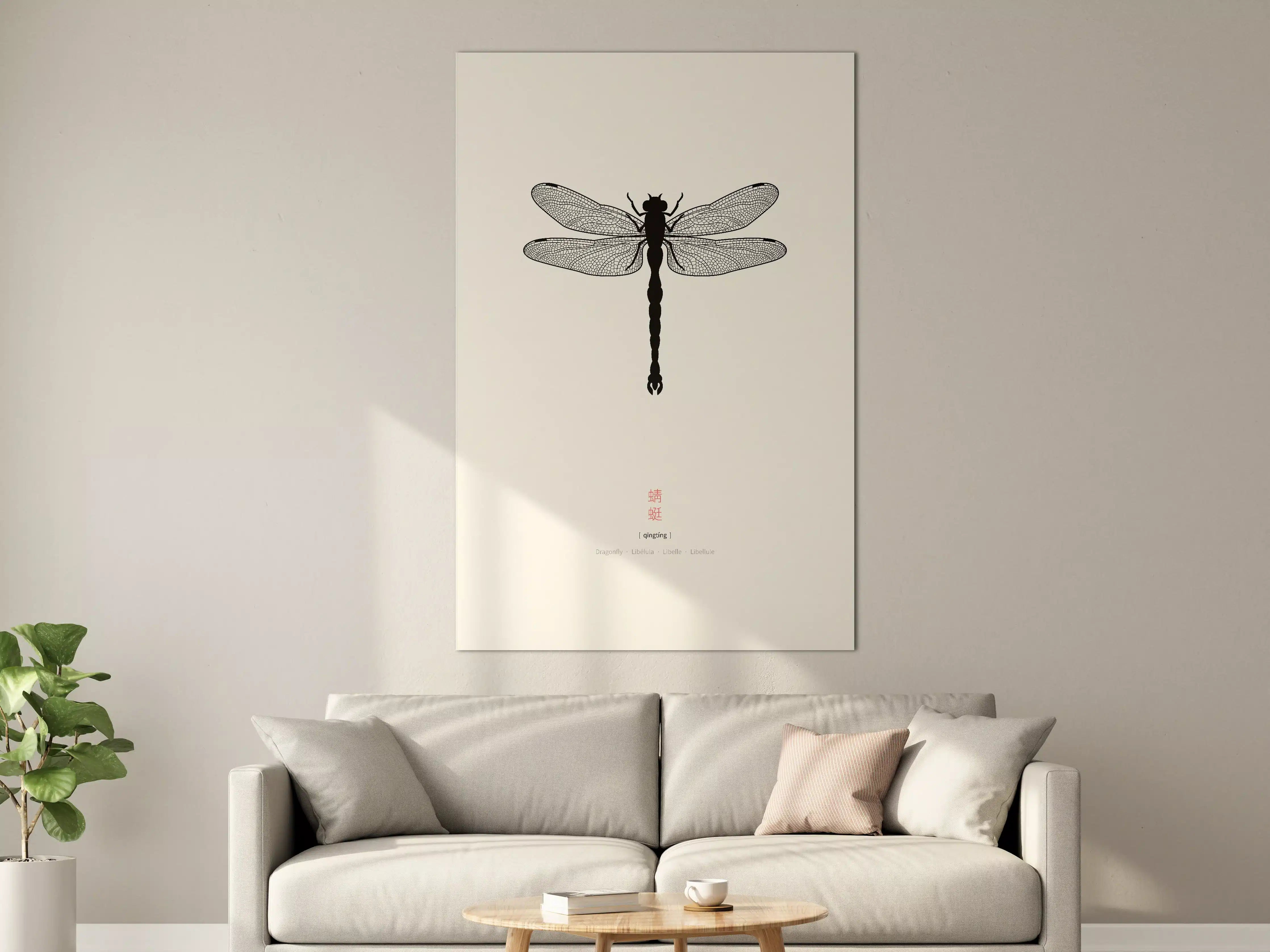 Große Wandbilder - Schwarz-Weiß Libelle Illustration