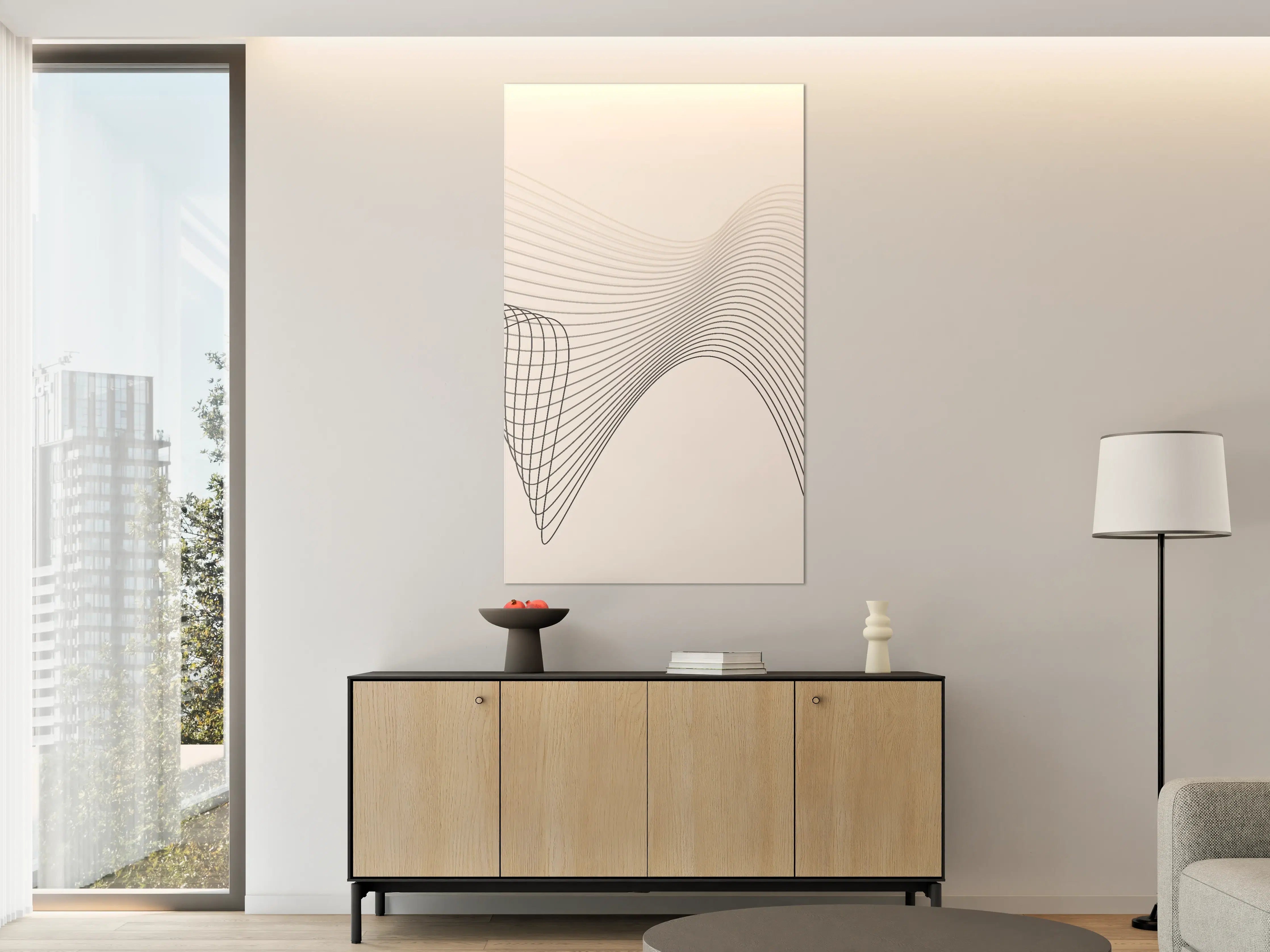 Große Wandbilder - Schwarz-Weiß-Linienkunst mit Graunuancen