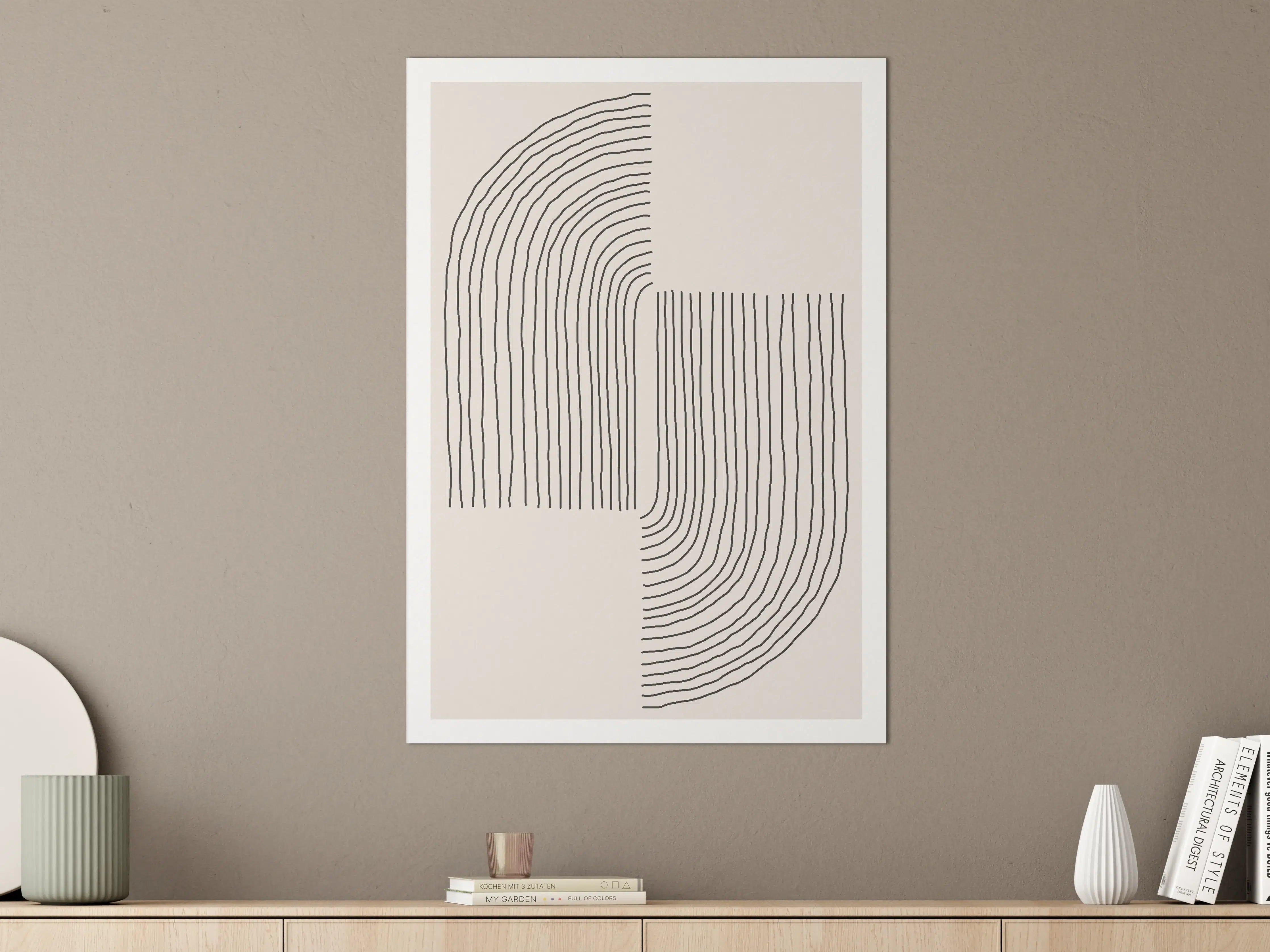 Große Wandbilder - Schwarz-Weiß Linienkunst mit Grautönen