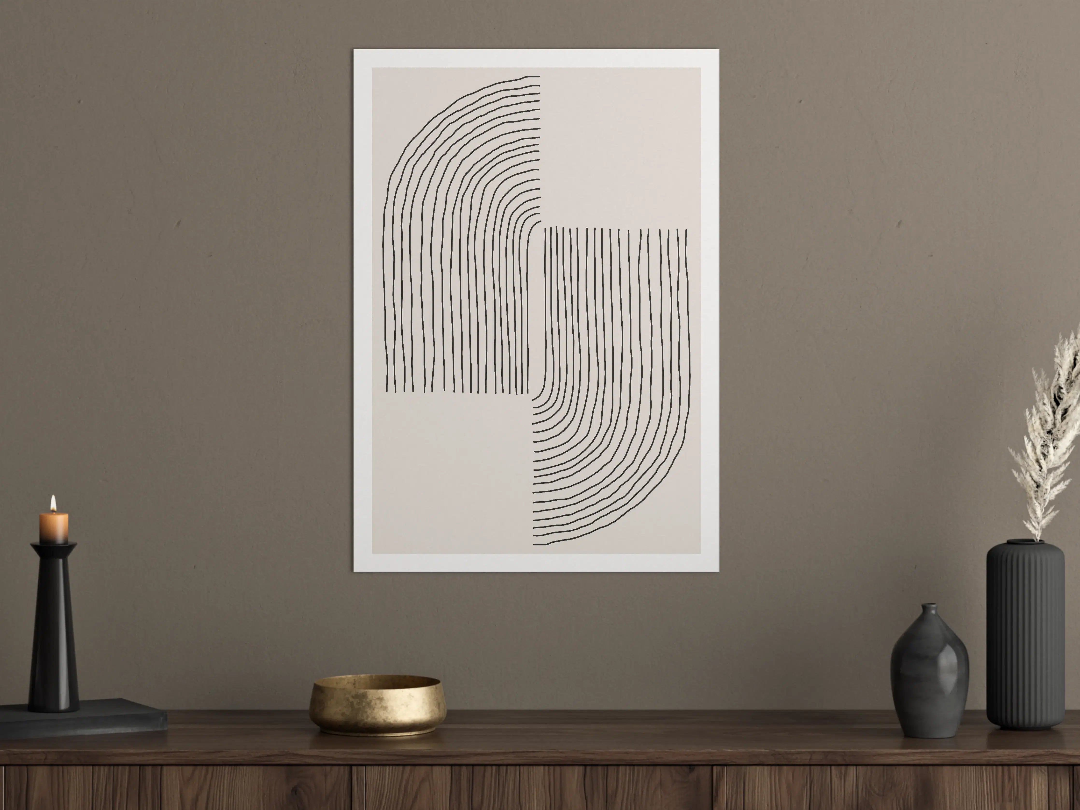 Große Wandbilder - Schwarz-Weiß Linienkunst mit Grautönen