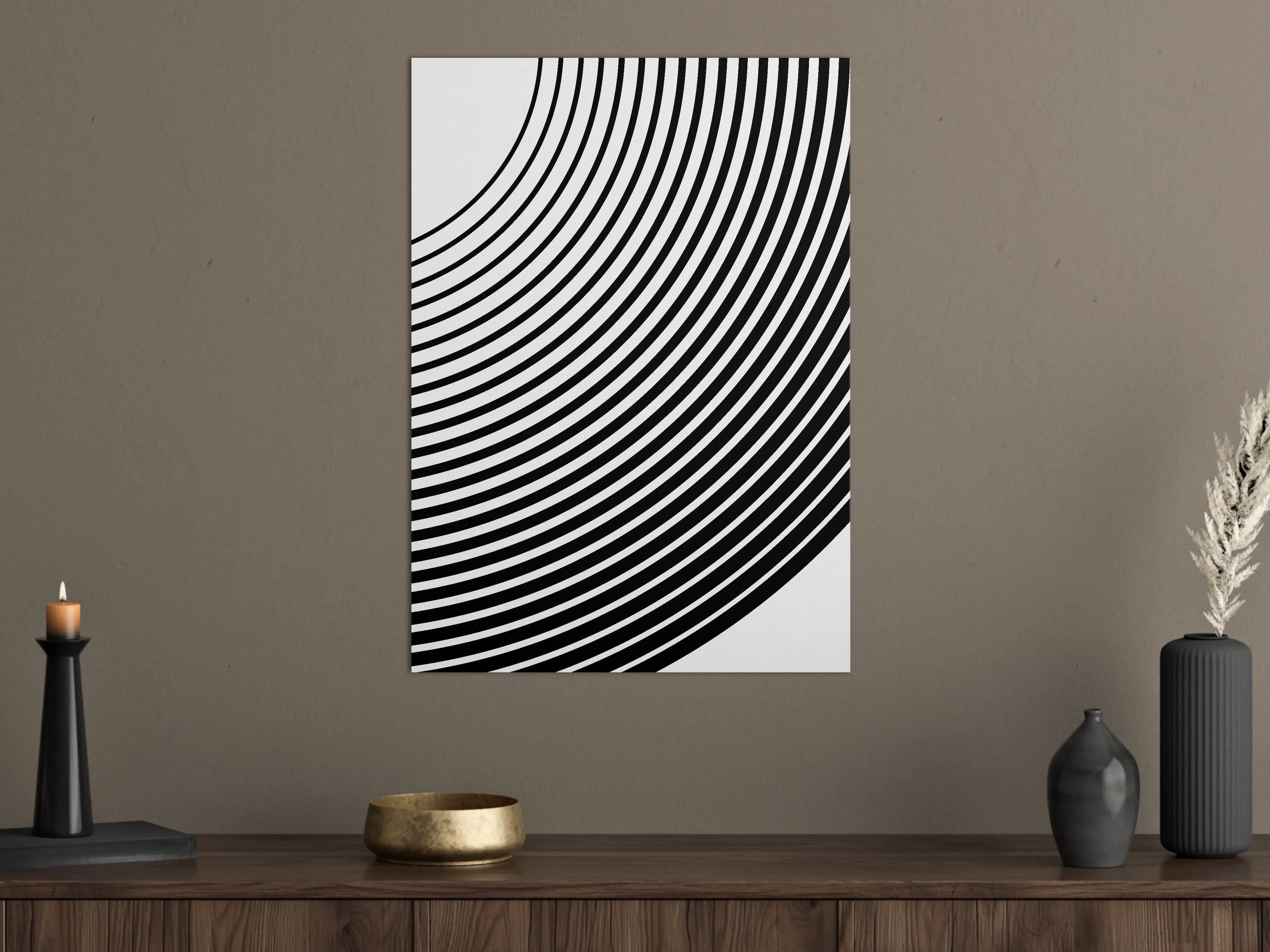 Große Wandbilder - Schwarz-Weiß Linienmuster mit Kreisdesign